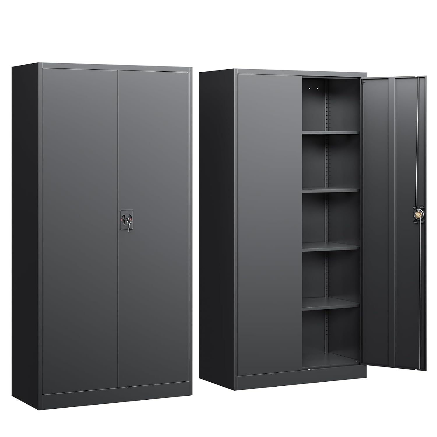 Yizosh 71 in Tall Locking Metal Garage Storage Cabinet with 2 Doors and 4 Adjustable Shelves 900 lb Total Capacity Steel Tool Cabinet for Garage Office or Utility Room