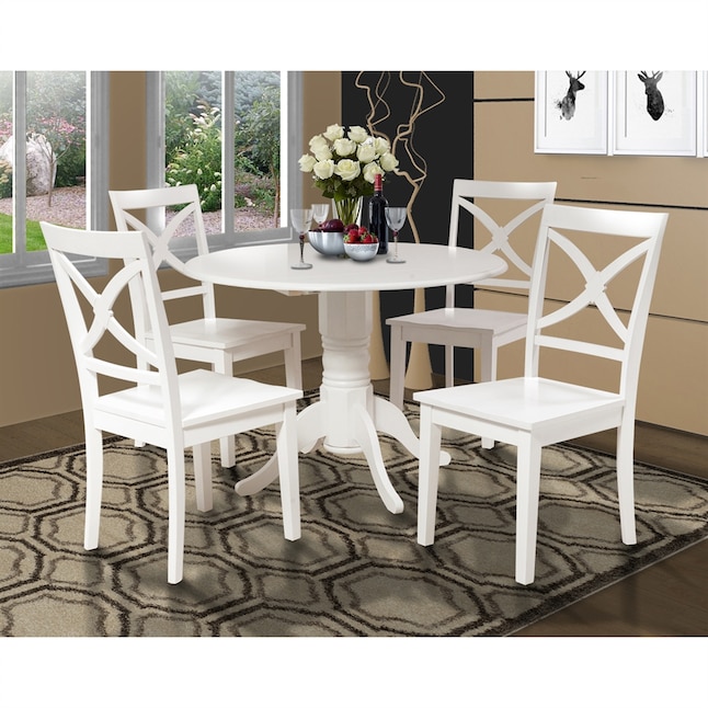 White Wood Base In The Dining Tables, Round White Wood Kitchen Table And Chairs