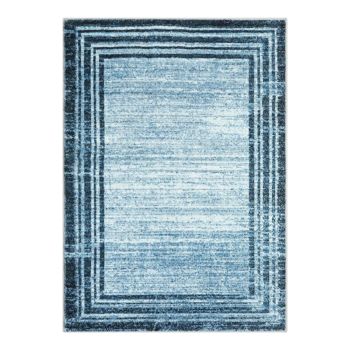 Lahome AR-DYR-066-BL1 5 x 7 (ft) Blue Loop Border Gradient Style Short Pile Velvet Rectangular Indoor Area Rug