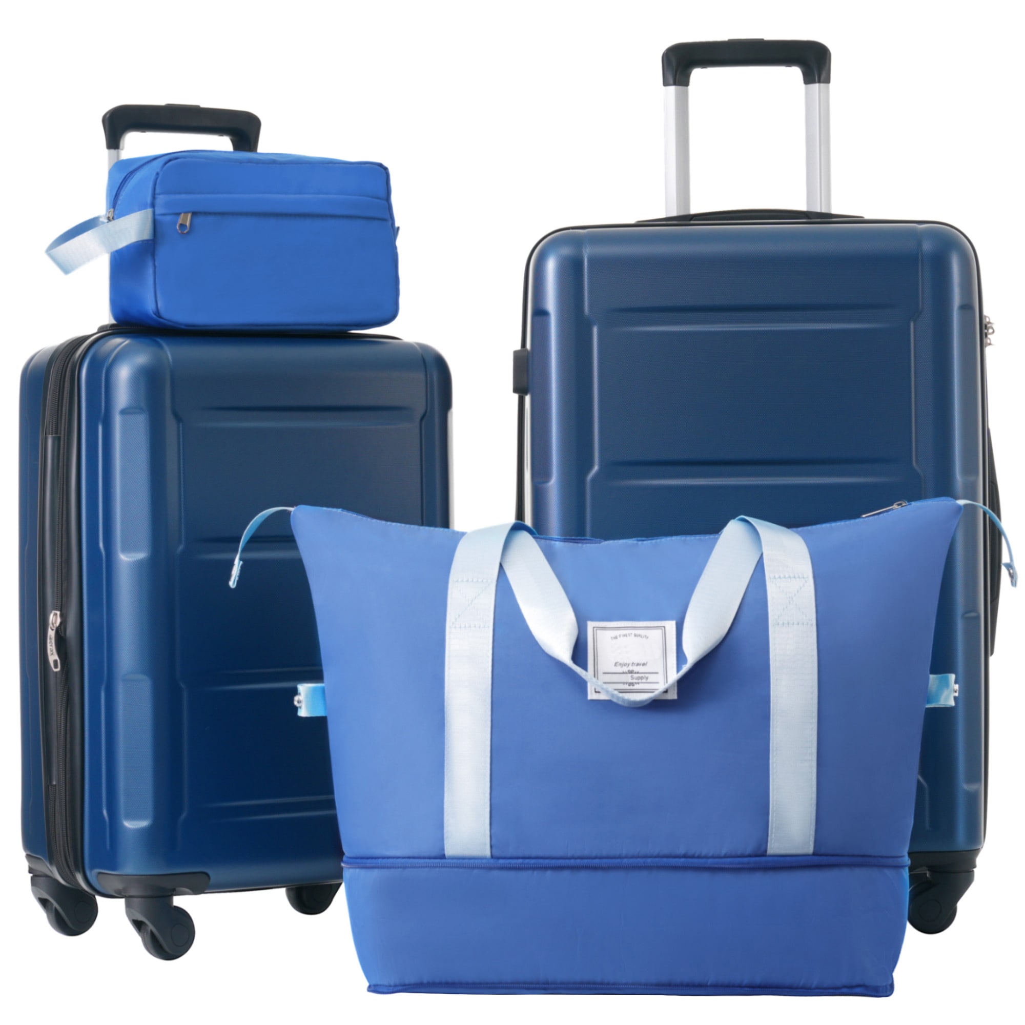 SINOFURN SYD9300003BK 15.5x10.4x24.4 Blue Plastic Hardshell Suitcase set 4 -Bag