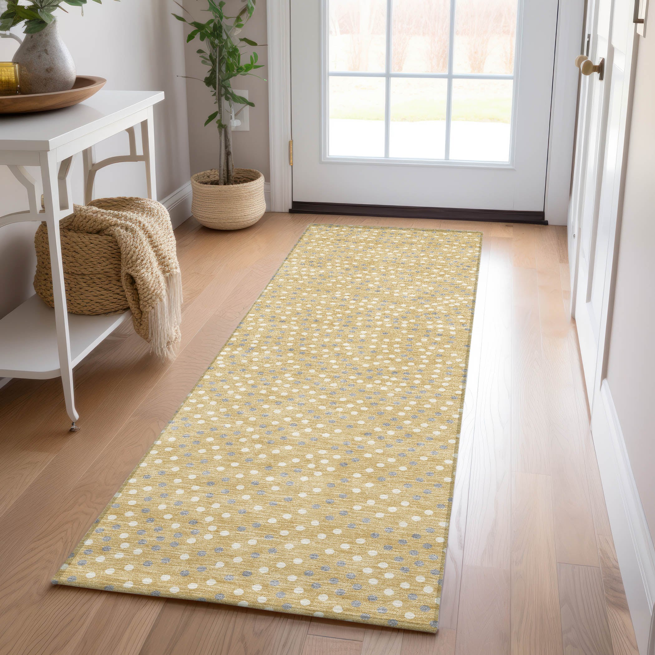 Addison Rugs ACN1021GO2X8 Chantille ACN1021GO 2 x 7 (ft) Polyester Gold Rectangular Indoor/Outdoor Geometric Machine washable Runner rug