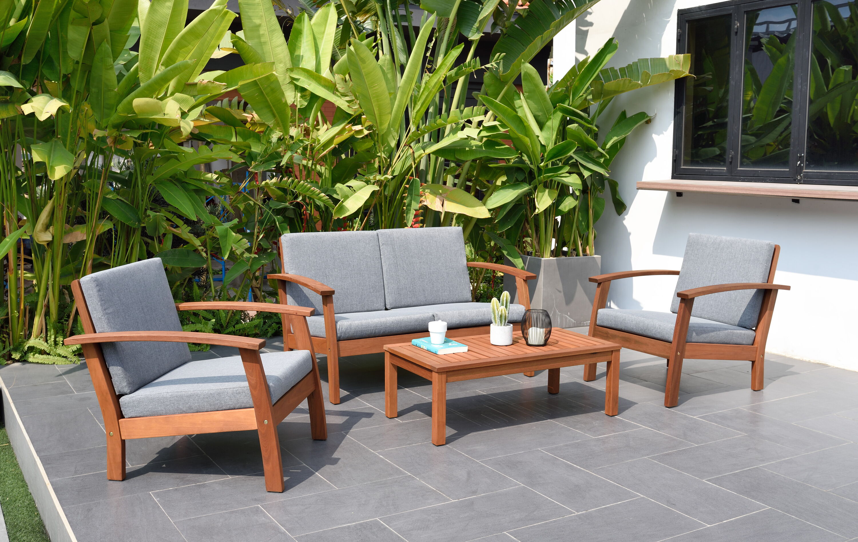 Amazonia LWKIN4GRPR 4 -Piece Patio Sofa Conversation Set Cushions