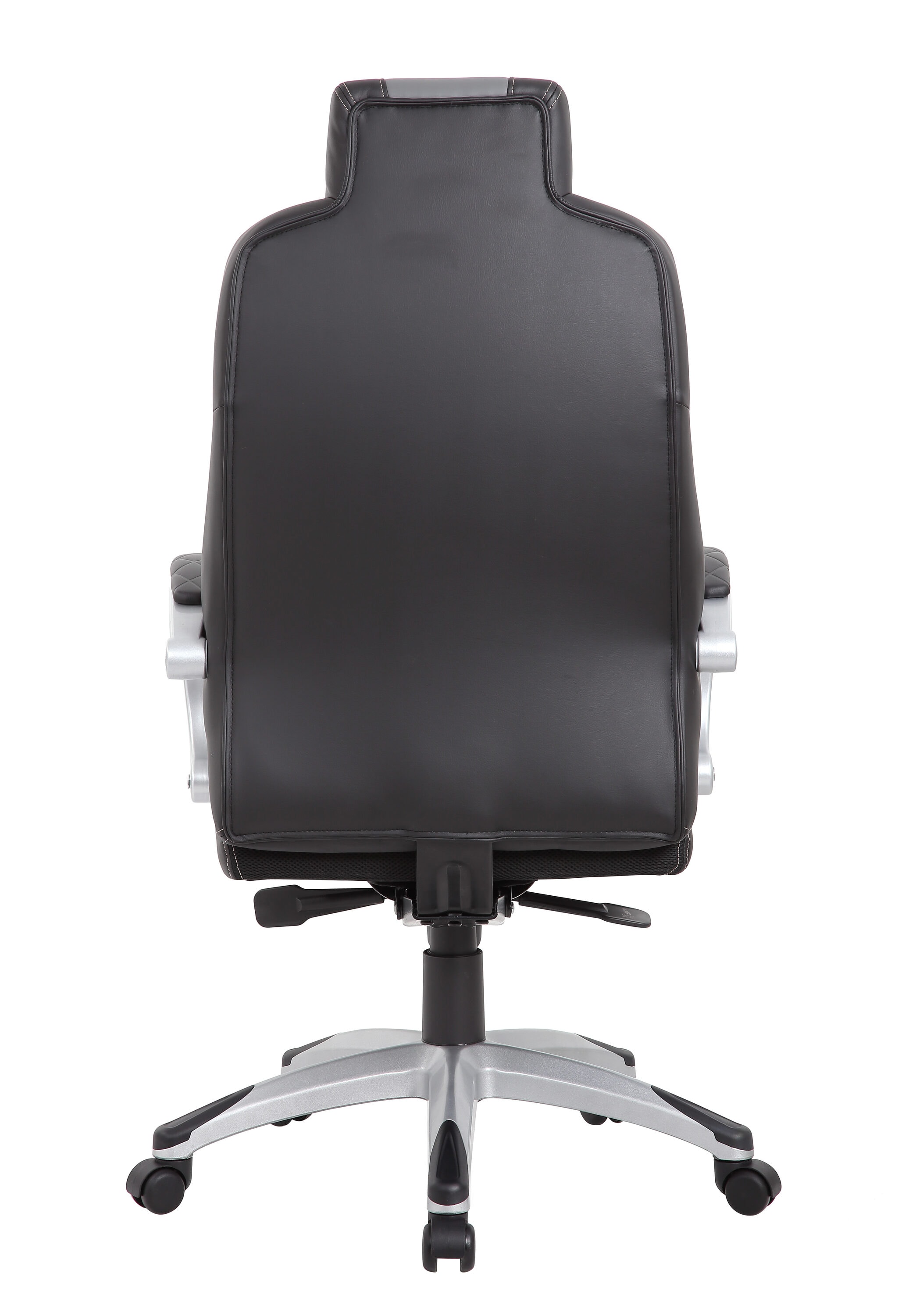ErgoExecutive High-Back Swivel Chair in Black and Gray Leather