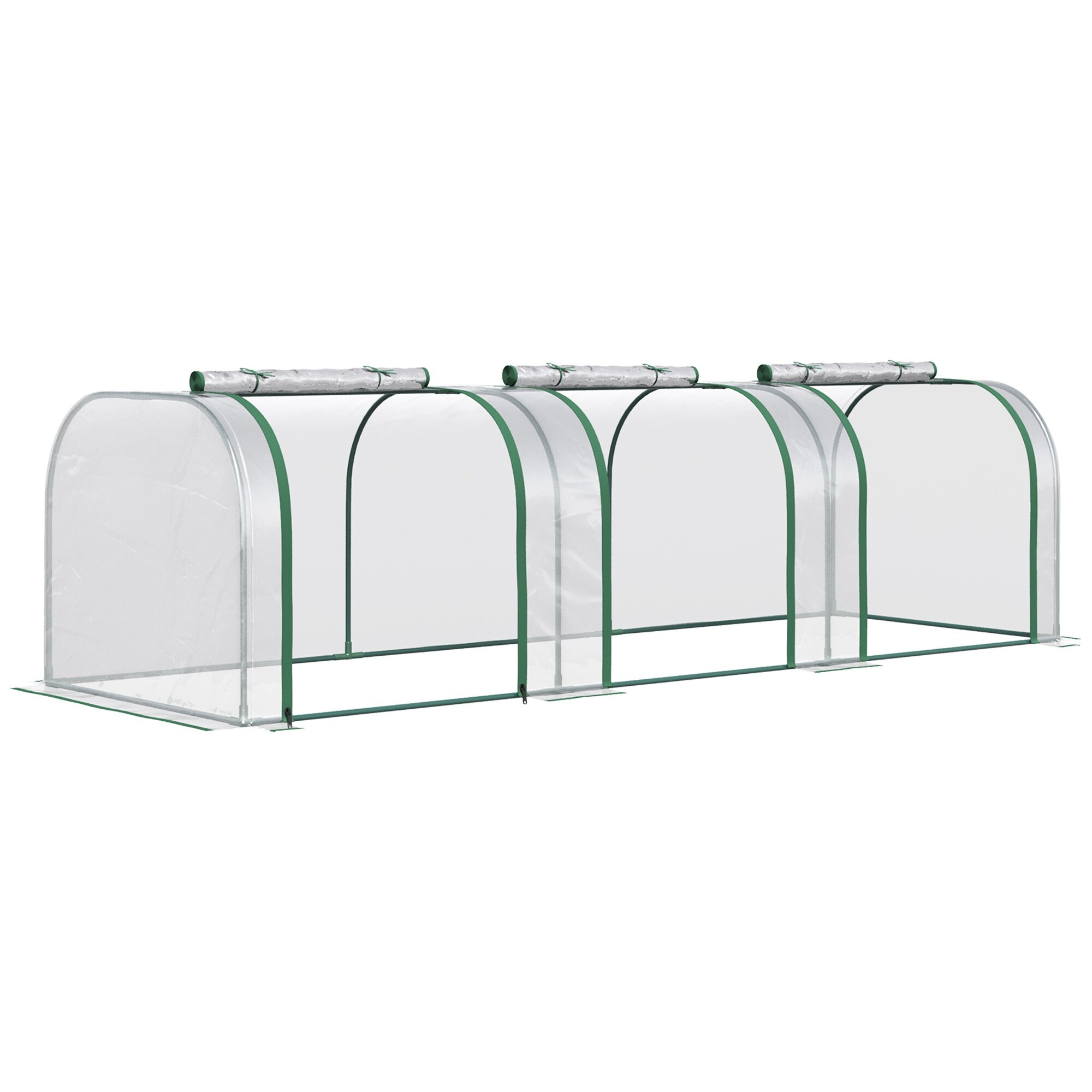 Vorene 10FT x 3FT x 2.5FT Portable Mini Tunnel Green House/ Steel Frame Plant House with UV Waterproof Clear Cover and Roll-Up Zippered Doors