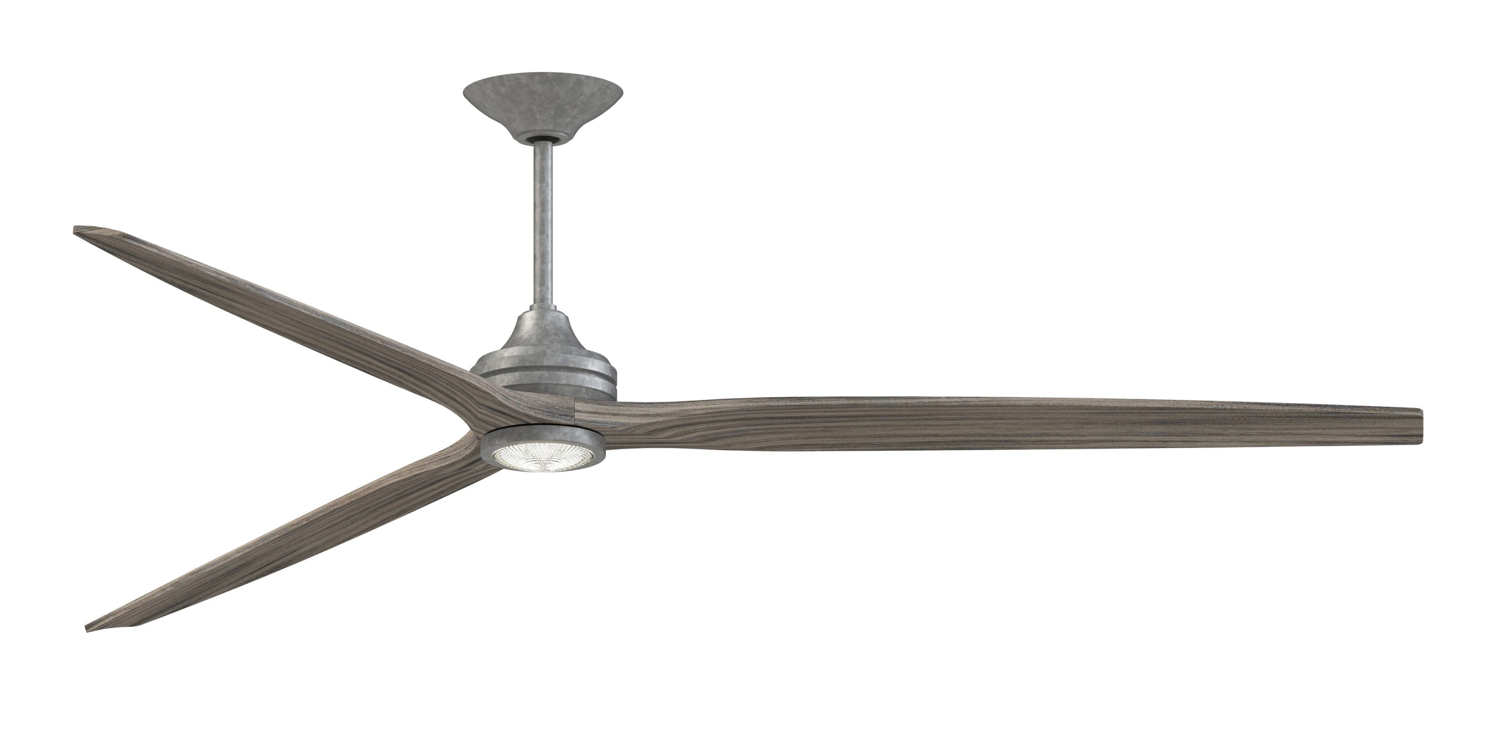 Fanimation FPD6721BGZ-96WE-LK Spitfire 96-Inches Galvanized with Weathered Wood Blades Color-Changing Integrated LED Fixture Indoor/Outdoor Downrod mount Smart Compatible Propeller Ceiling Fan With Light and Remote ( 3 -Blade)