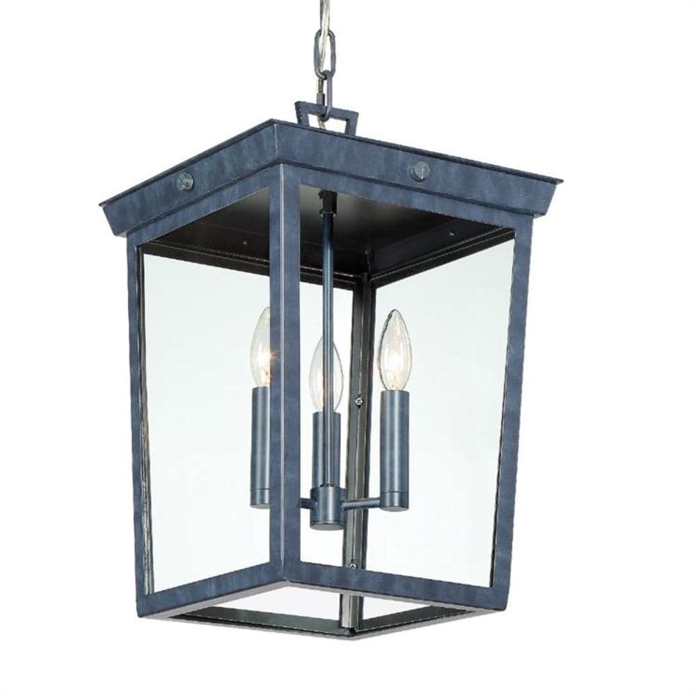 Crystorama BEL-A8065-GE Belmont 3 -Light Graphite Transitional Lantern Medium (10-22 inches) Outdoor Hanging Pendant light