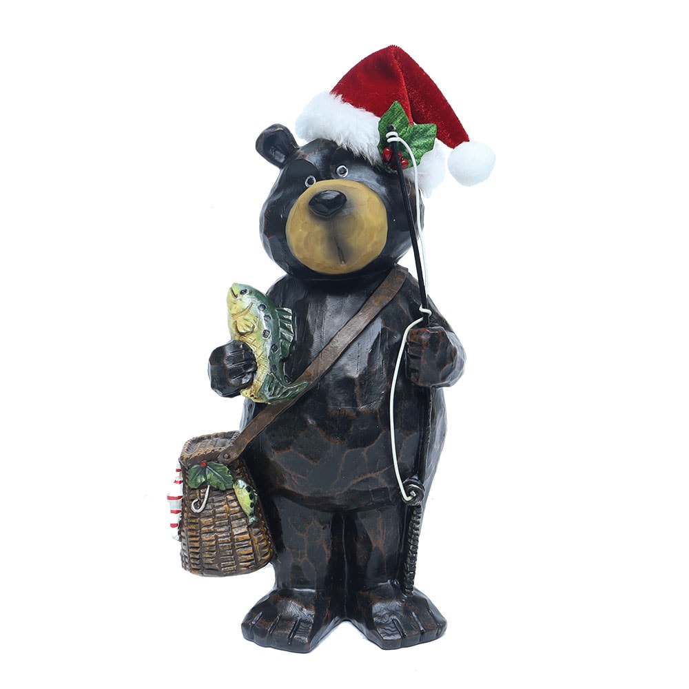 Holiday Living 9-in Lodge Santa Bear Christmas Figurine
