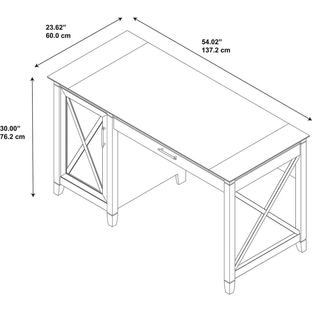 Key West 54'' Pure White Oak Computer Desk with Storage