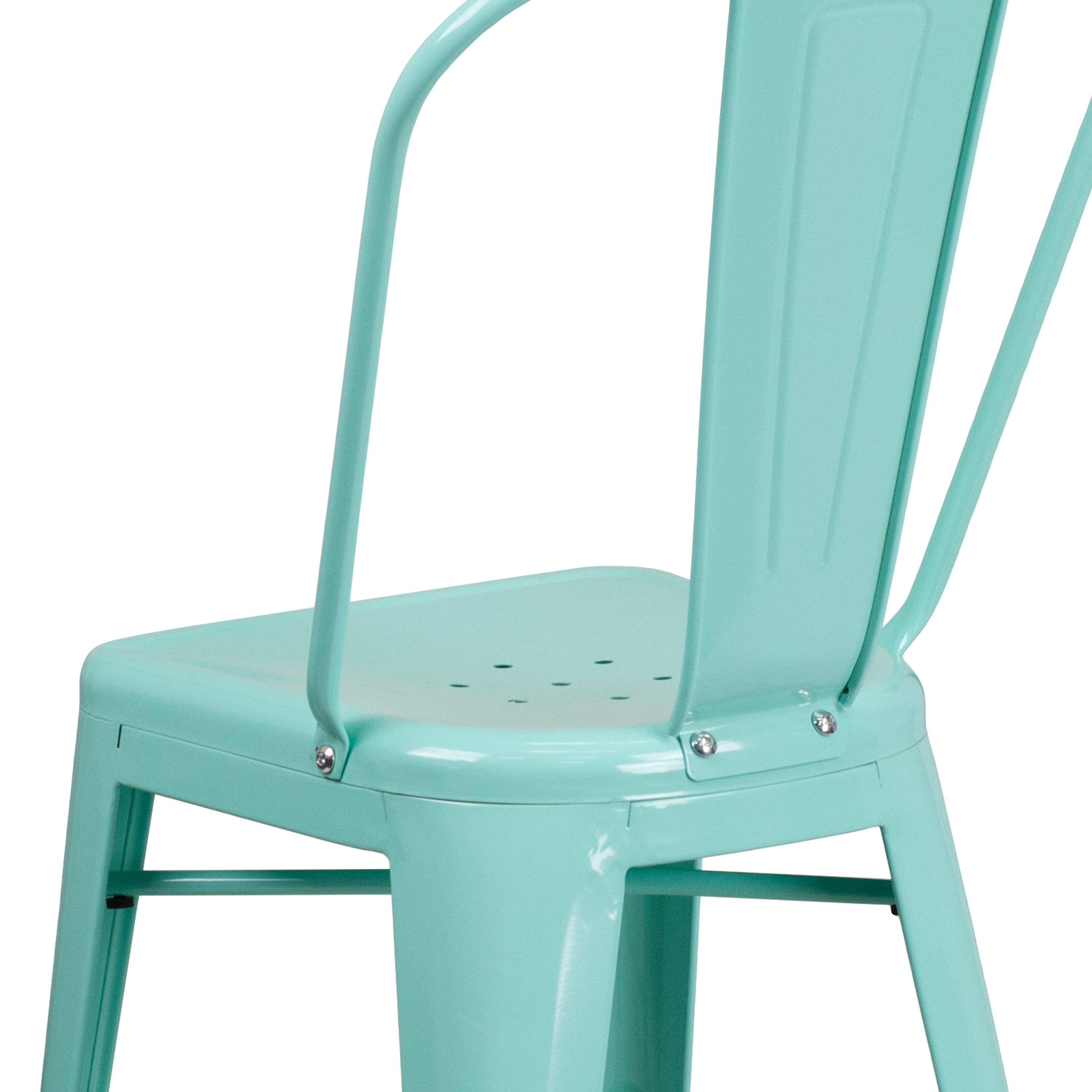 Mint Green Industrial Metal Tolix Bar Stool with Cone Legs