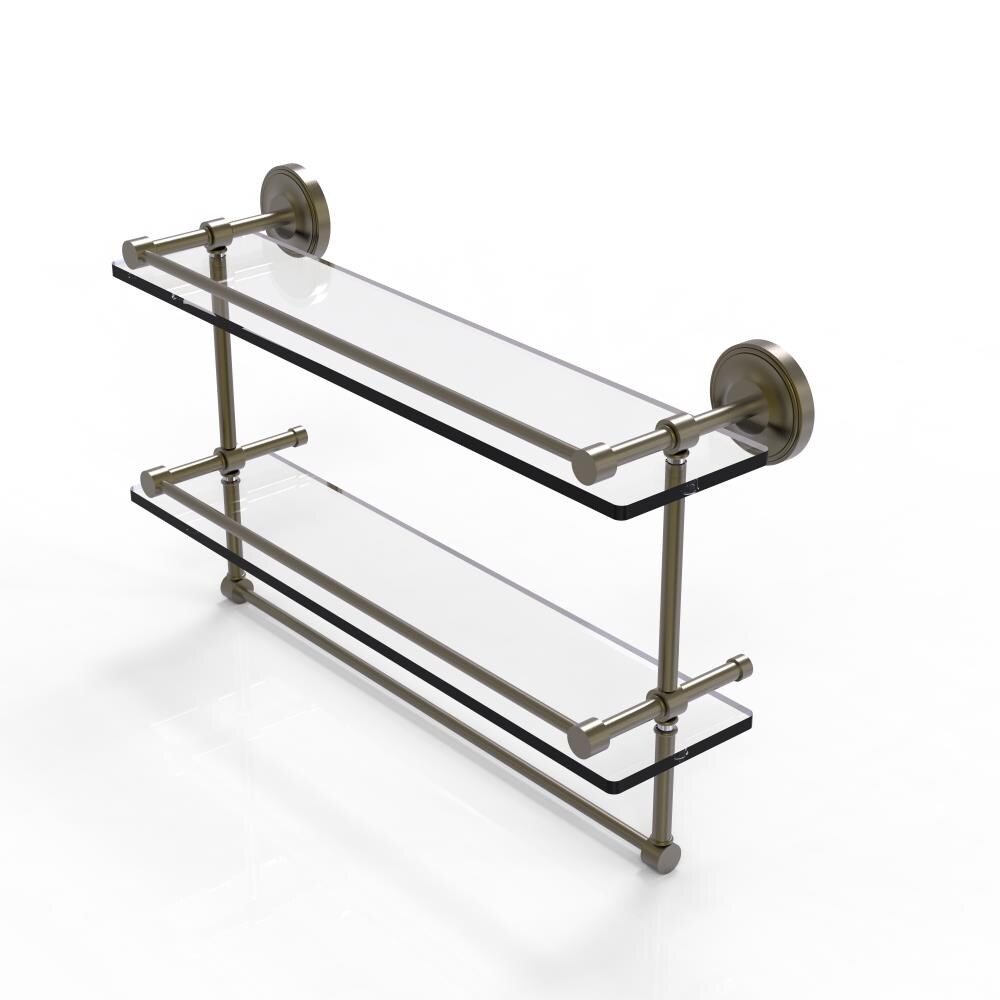 Allied Brass PRBP-2TB/22-GAL-ABR Prestige Regal Antique 2-Tier Brass Wall Mount Bathroom Shelf (22-in X 12-in X 5-in)