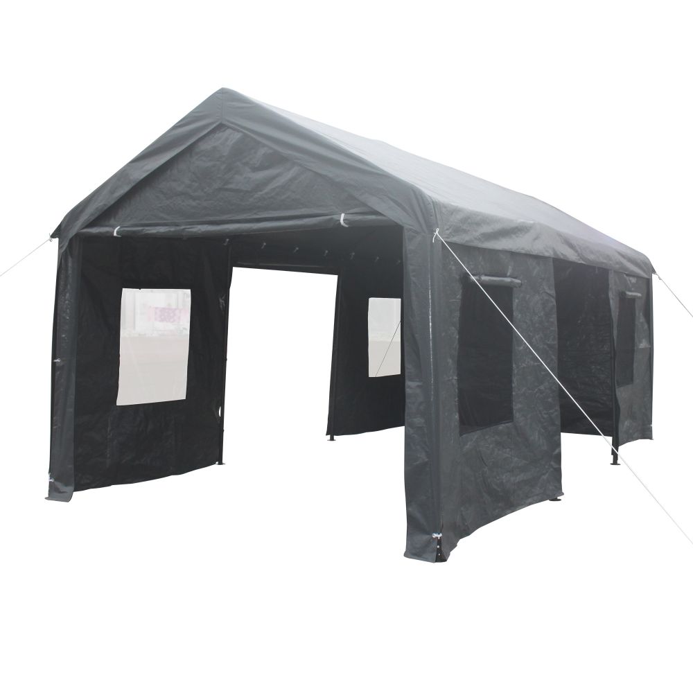 Wildaven MSWK193 10.53-Feet W x 19.93-Feet L x 6.87-Feet H Grey Metal Carport with Metal Roof