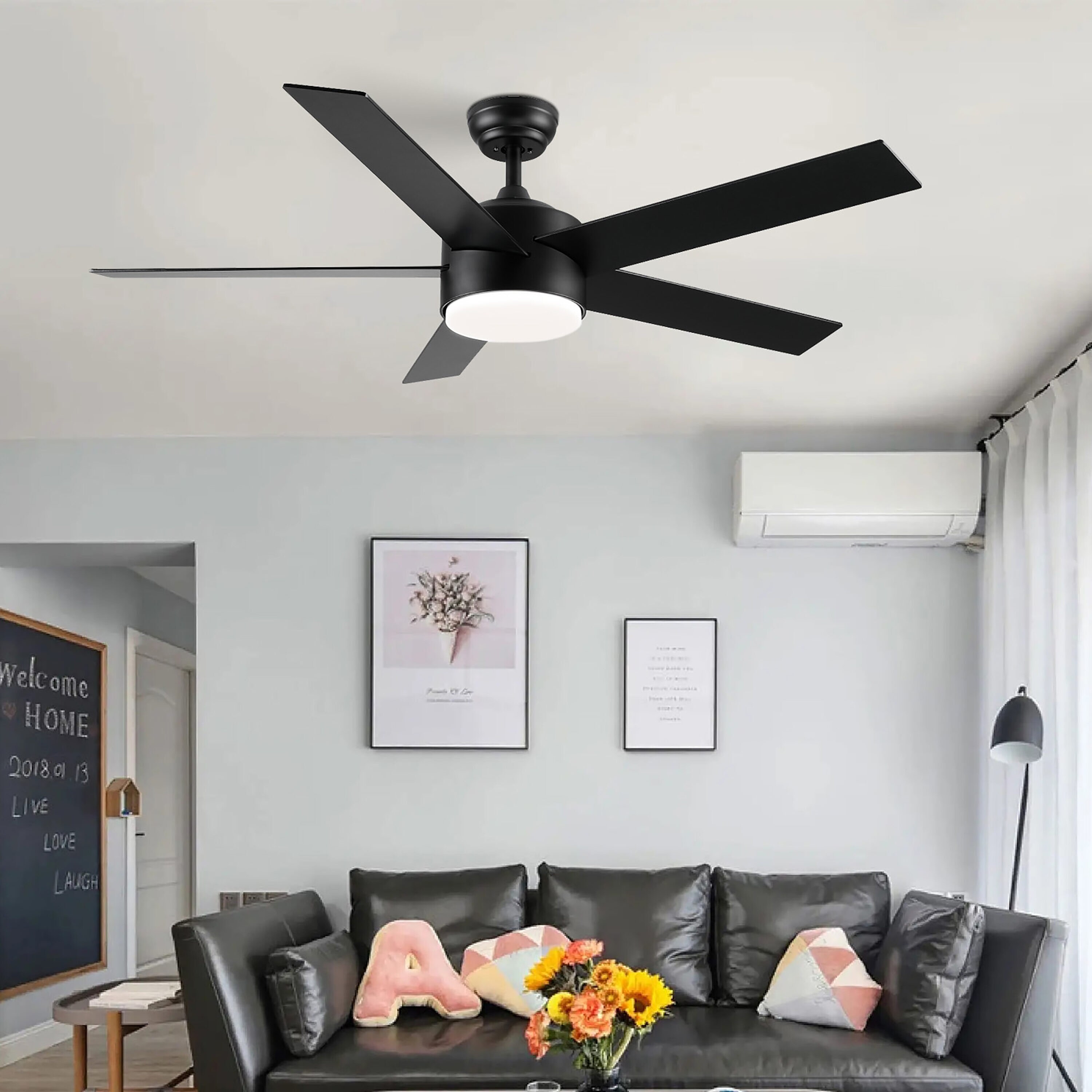 Maincraft 52-in Black Color-changing Integrated Led Indoor Ceiling Fan 