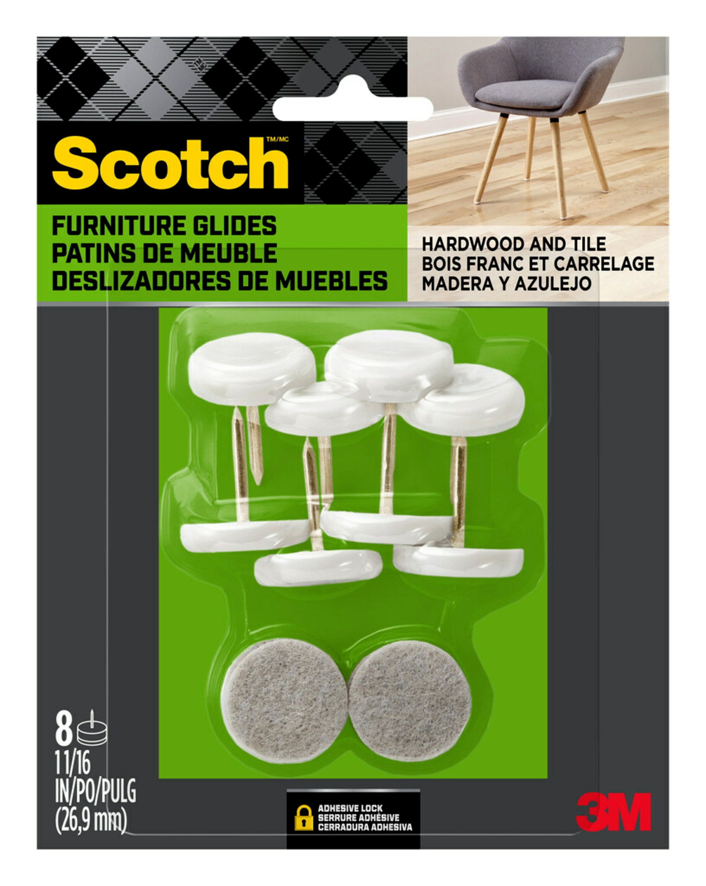 Scotch Anti-Skid 2-Pack 4 In X 6 In Black Plastic Gripper Pads in the Chair  Leg Tips & Furniture Glides department at