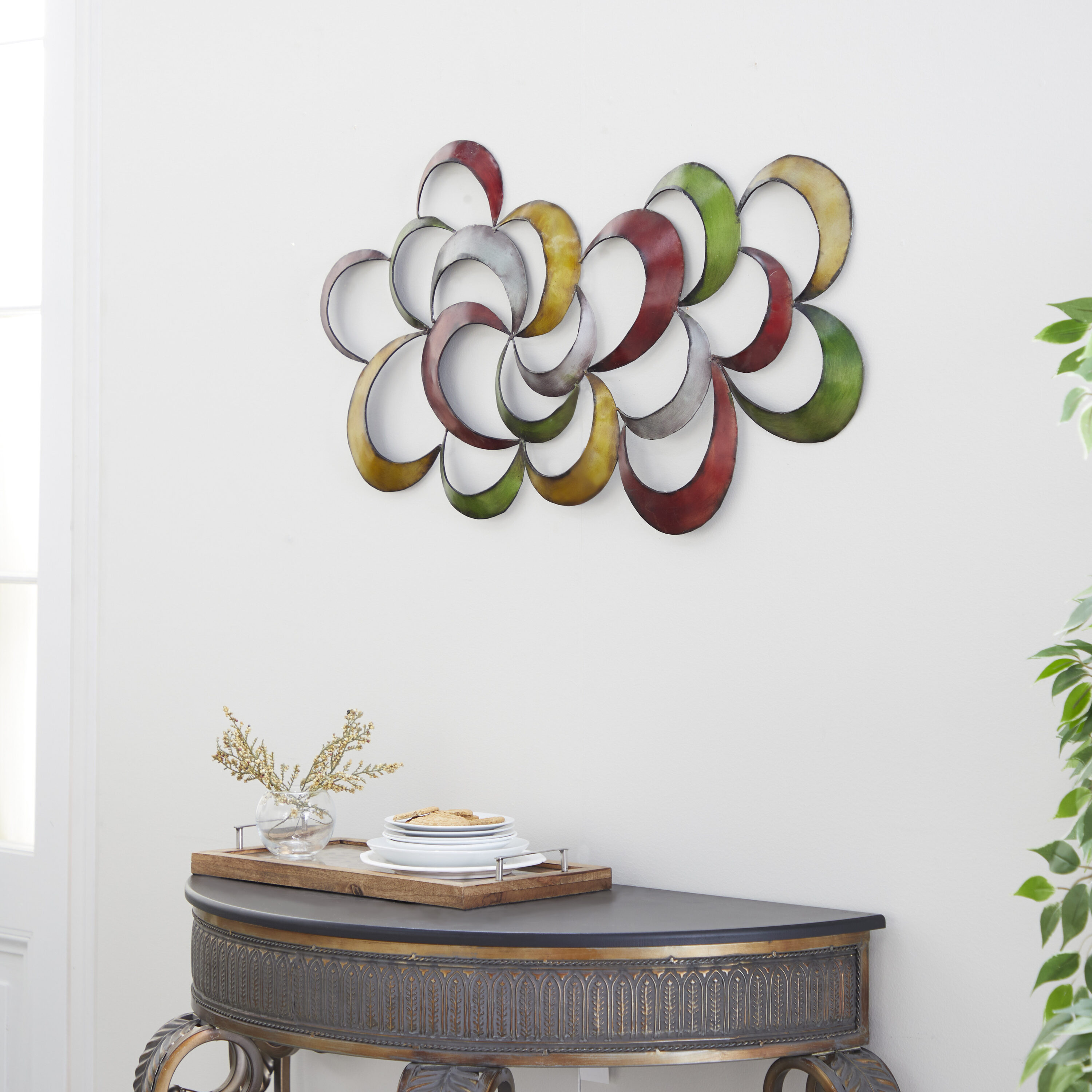 Multicolored Abstract Pinwheel Metal Wall Sculpture