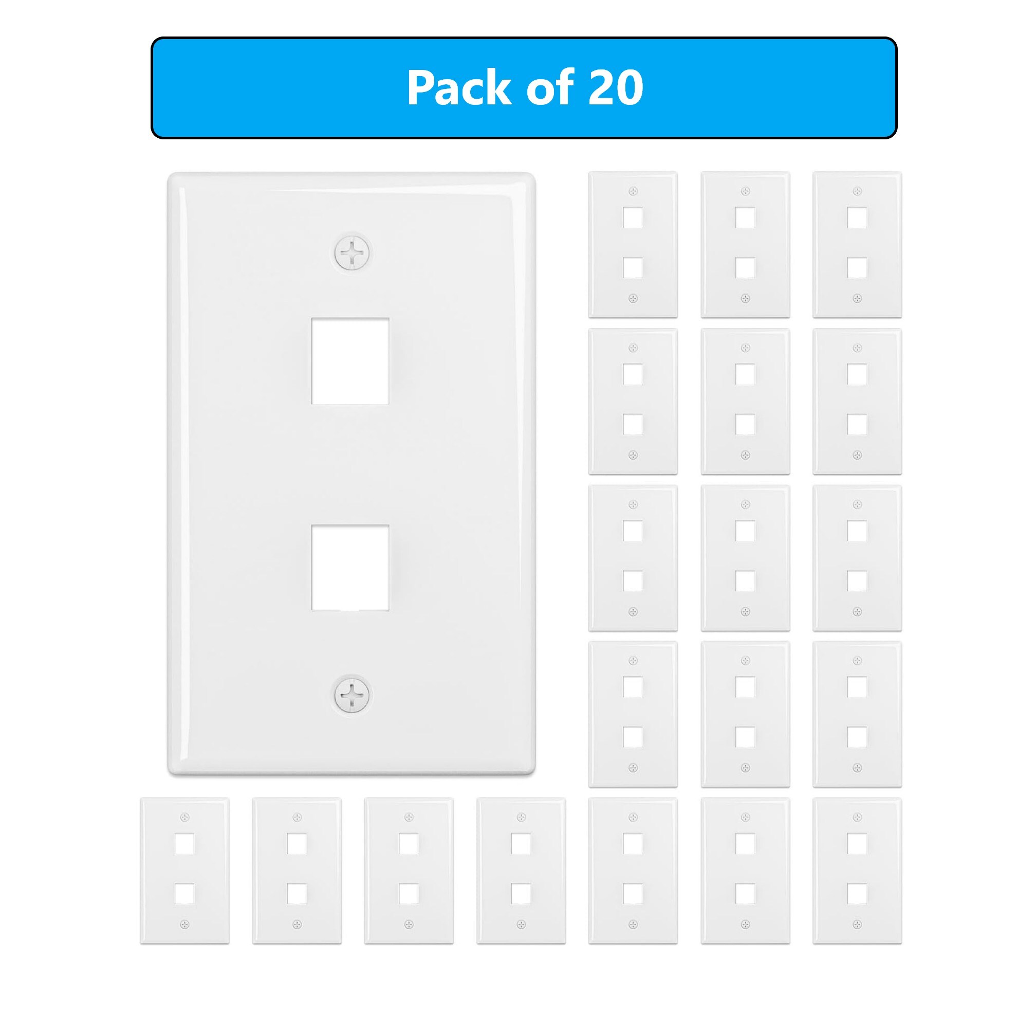 Micro Connectors 1 -Gang White Plastic Standard Wall Plate 20 -Pack