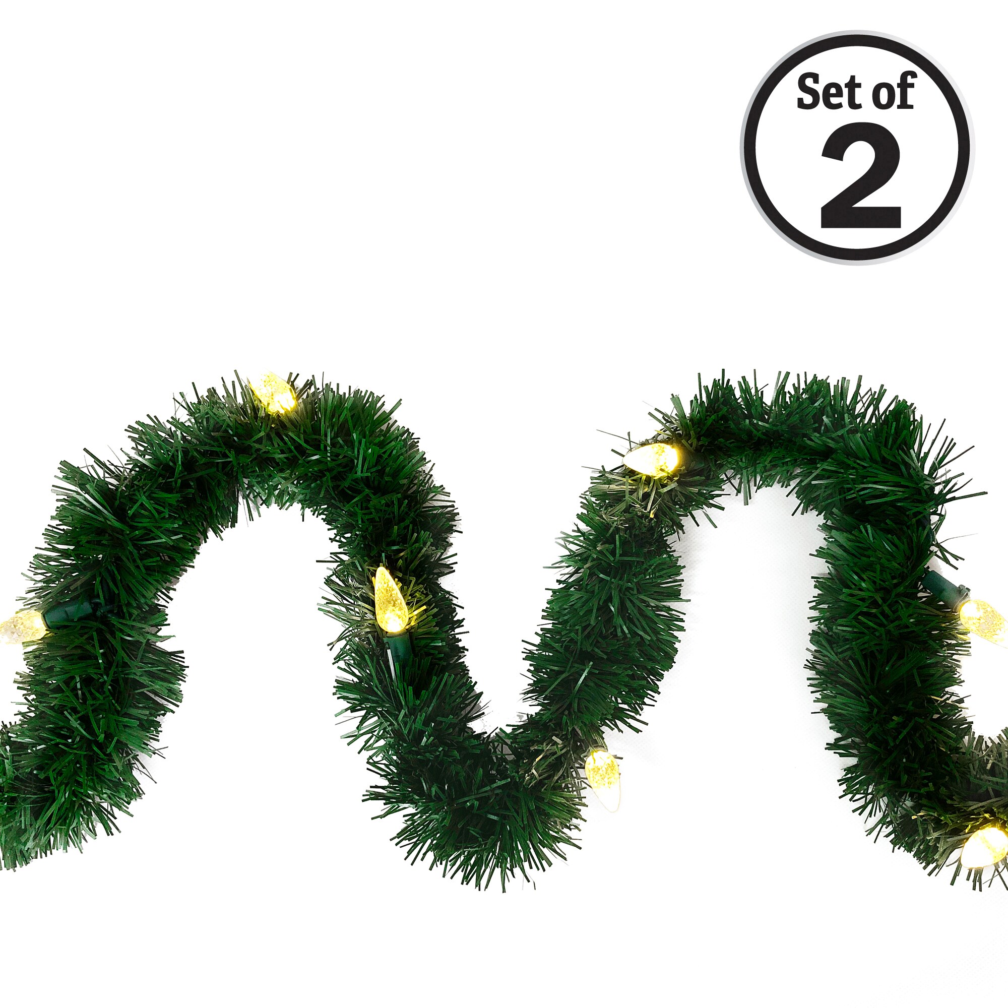 Brite Star 74-336-20 Indoor/Outdoor Pre-lit Electrical outlet 36-ft Pine Artificial Garland with White LED Lights