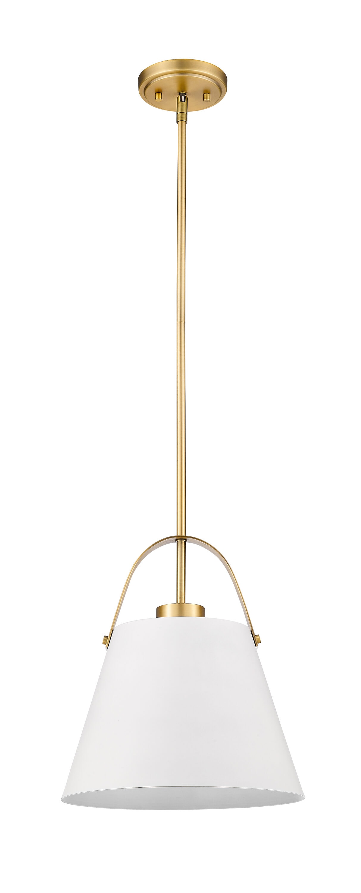 Matte White and Heritage Brass 12.5" Contemporary Pendant Light