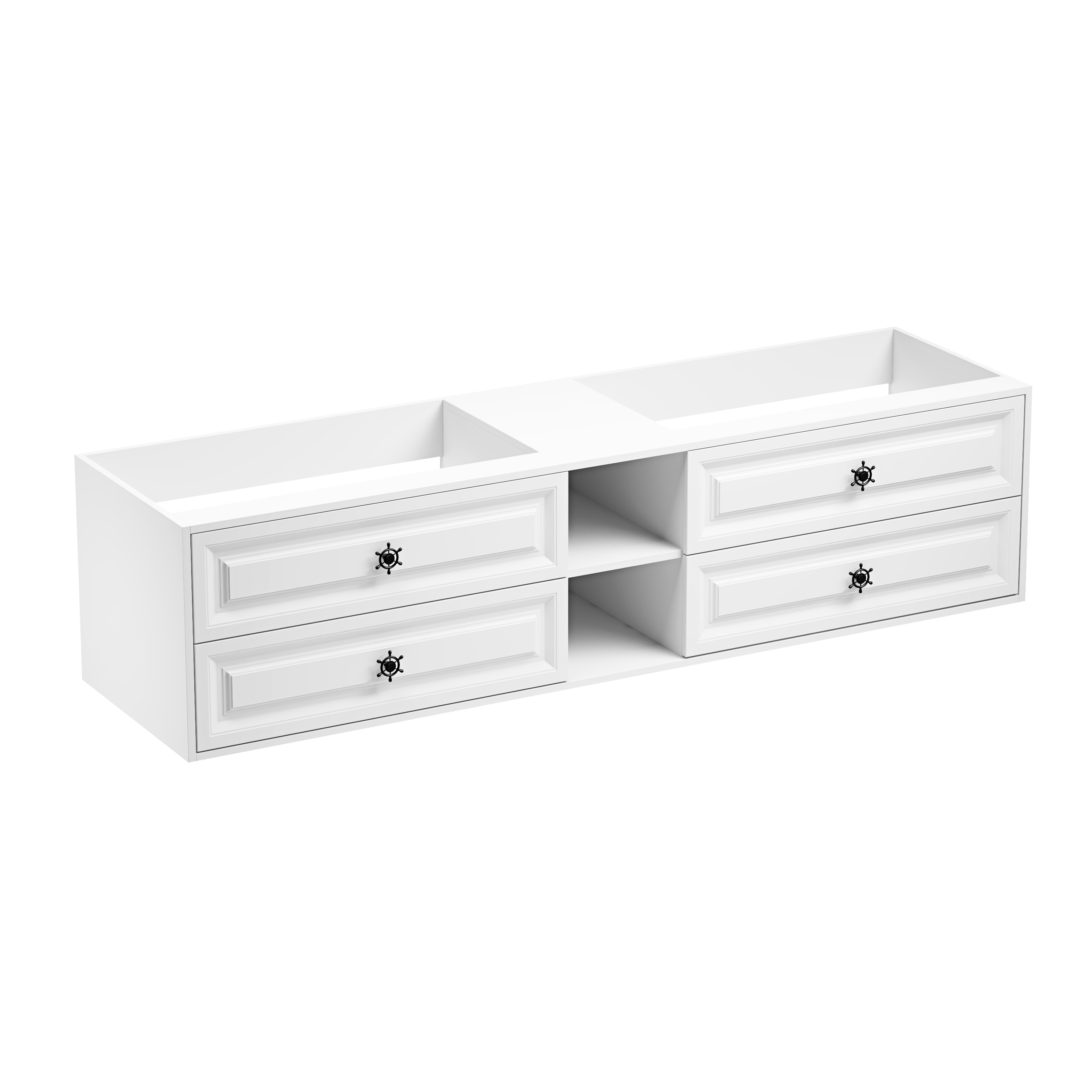 Vanityfus 84-in Wall-mount Bathroom Vanity Cabinet Double Sinks 2 Open Shelves Only Cabinet #VF-W2287-65092
