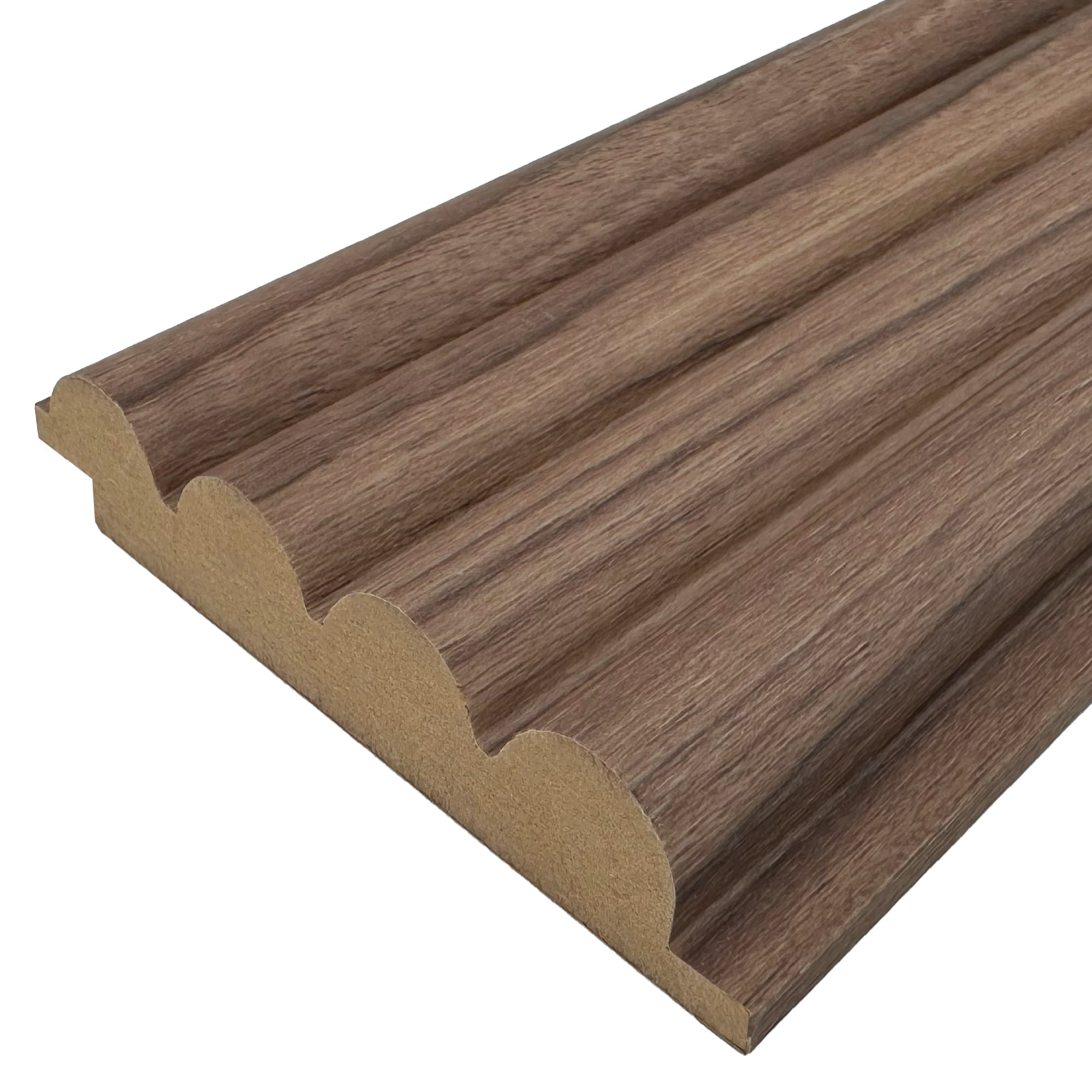  FBAGTREEDN 8 4-in x 8-ft Light Walnut Reeded MDF Tongue and Groove Wall Plank ( 2.67-sq ft )