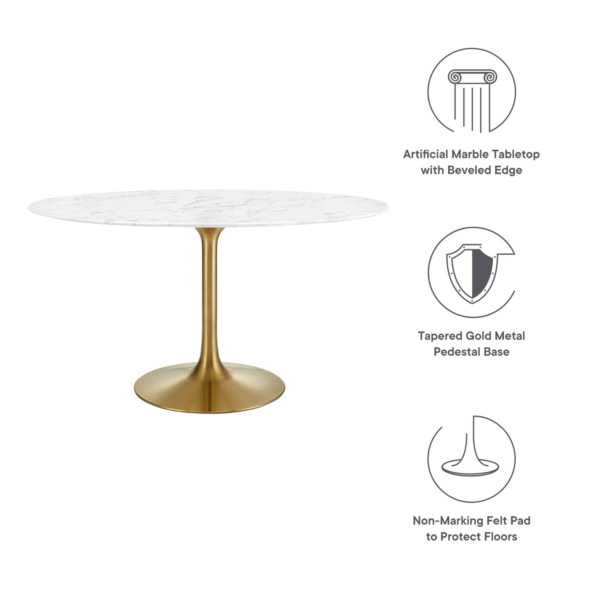 Modway EEI-3235-GLD-WHI Dining-Tables - View #2