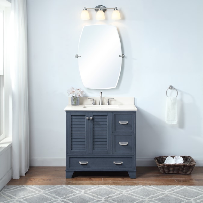 Allen Roth Leeland 36 In Harbor Blue, Bathroom Vanity With Top 36 Inch