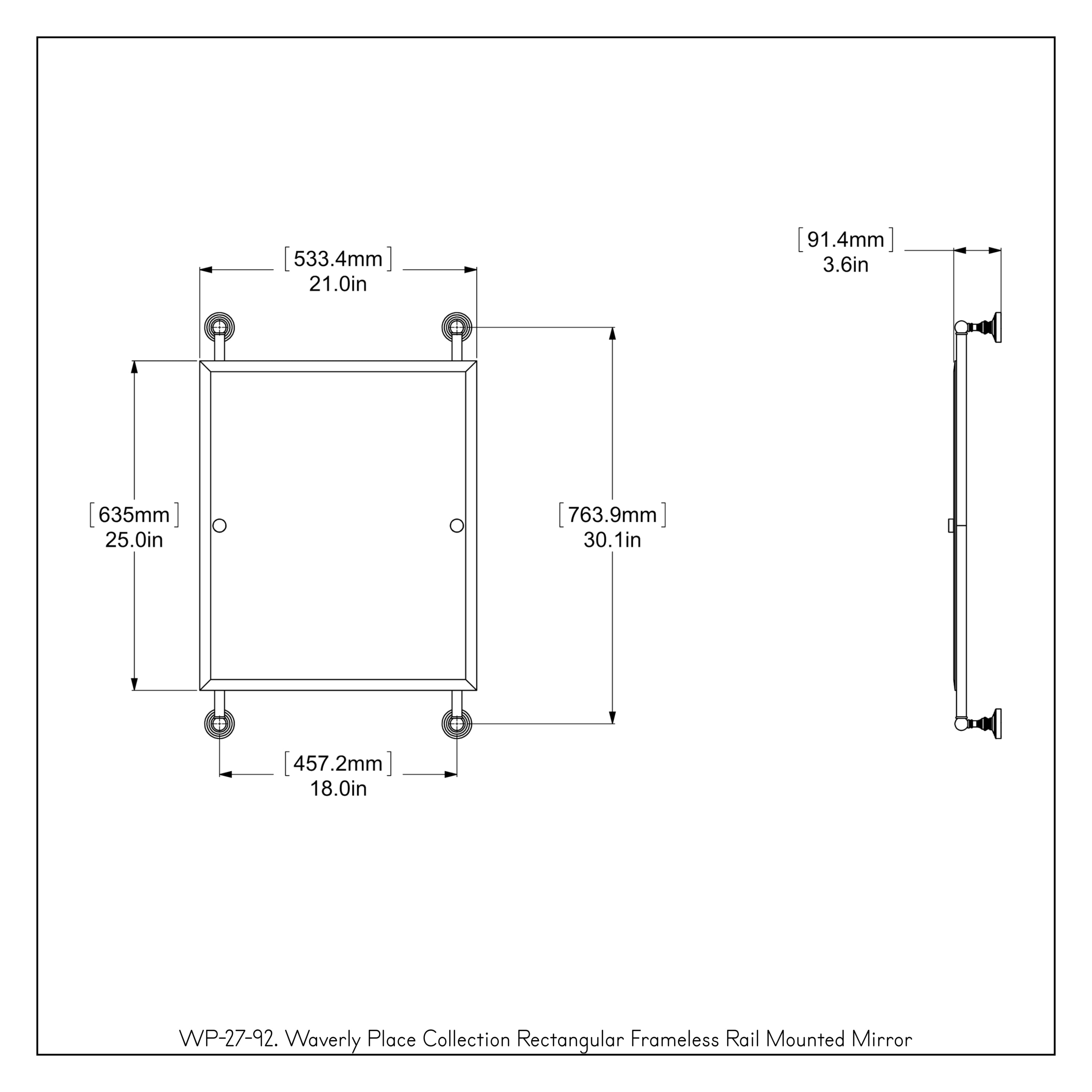 Allied Brass Waverly Place 21-in x 33-in Frameless Bathroom Vanity ...