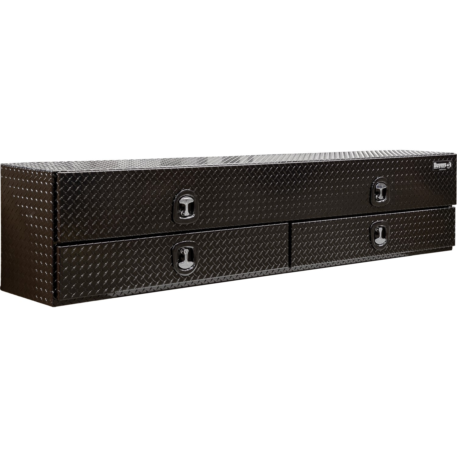 Buyers Products 1721693 18-in x 96-in x 21-in Gloss Black Diamond Tread Aluminum Top mount Truck Tool Box