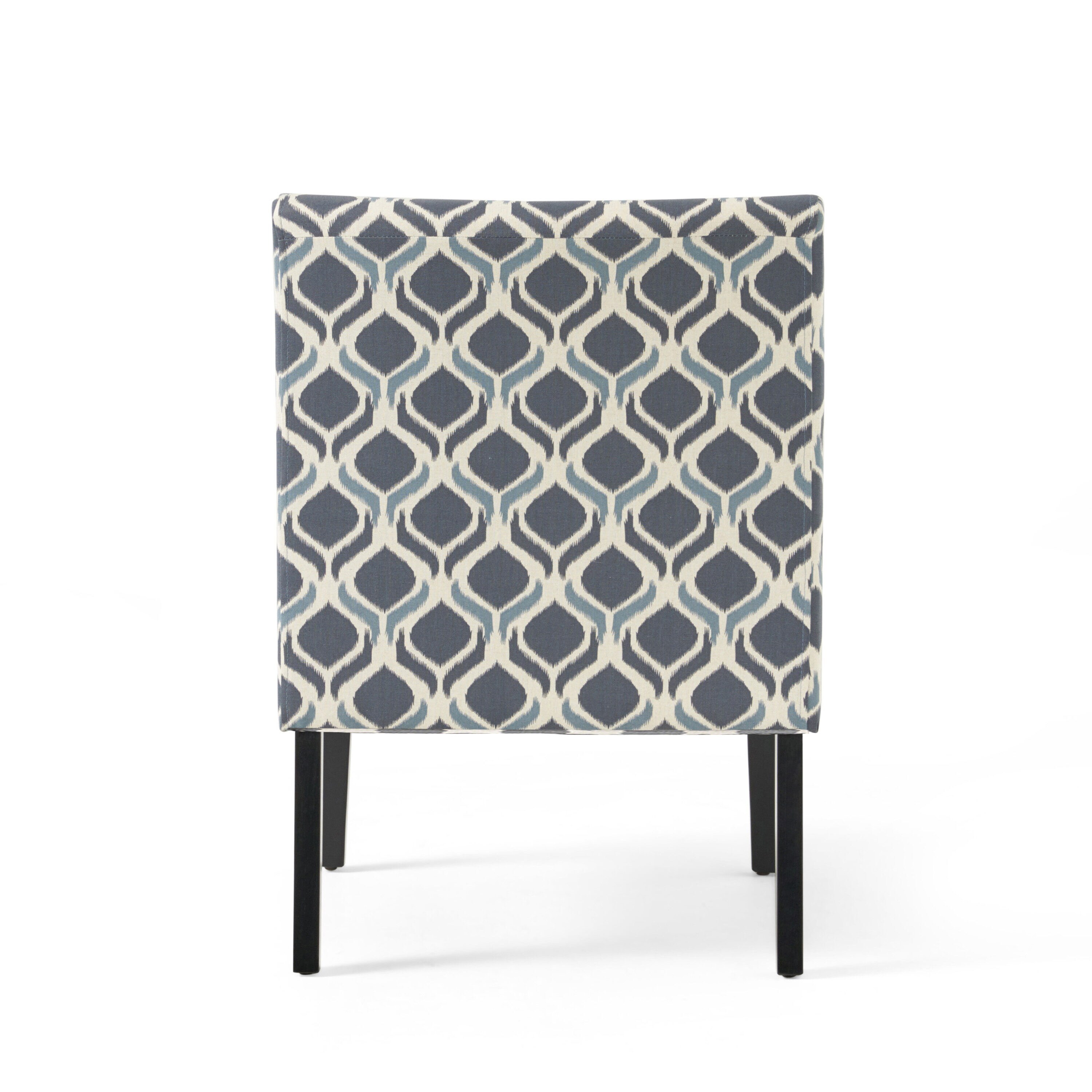Chic Geometric Blue & Navy Slipper Chair with Tapered Wood Legs