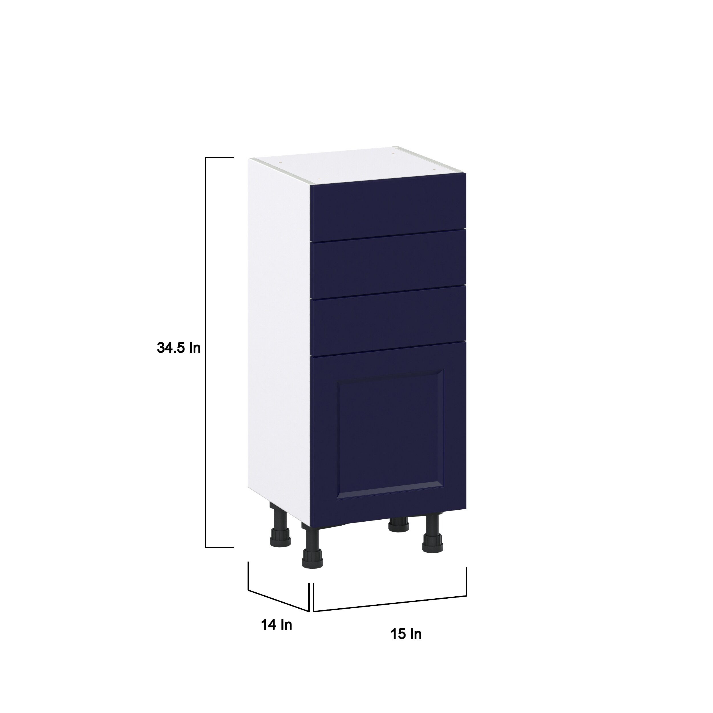 Hugo&Borg Lorette 15-in W x 34.5-in H x 14-in D Navy Blue 2-Drawers Base Fully Assembled Cabinet (Recessed Panel Shaker Style)