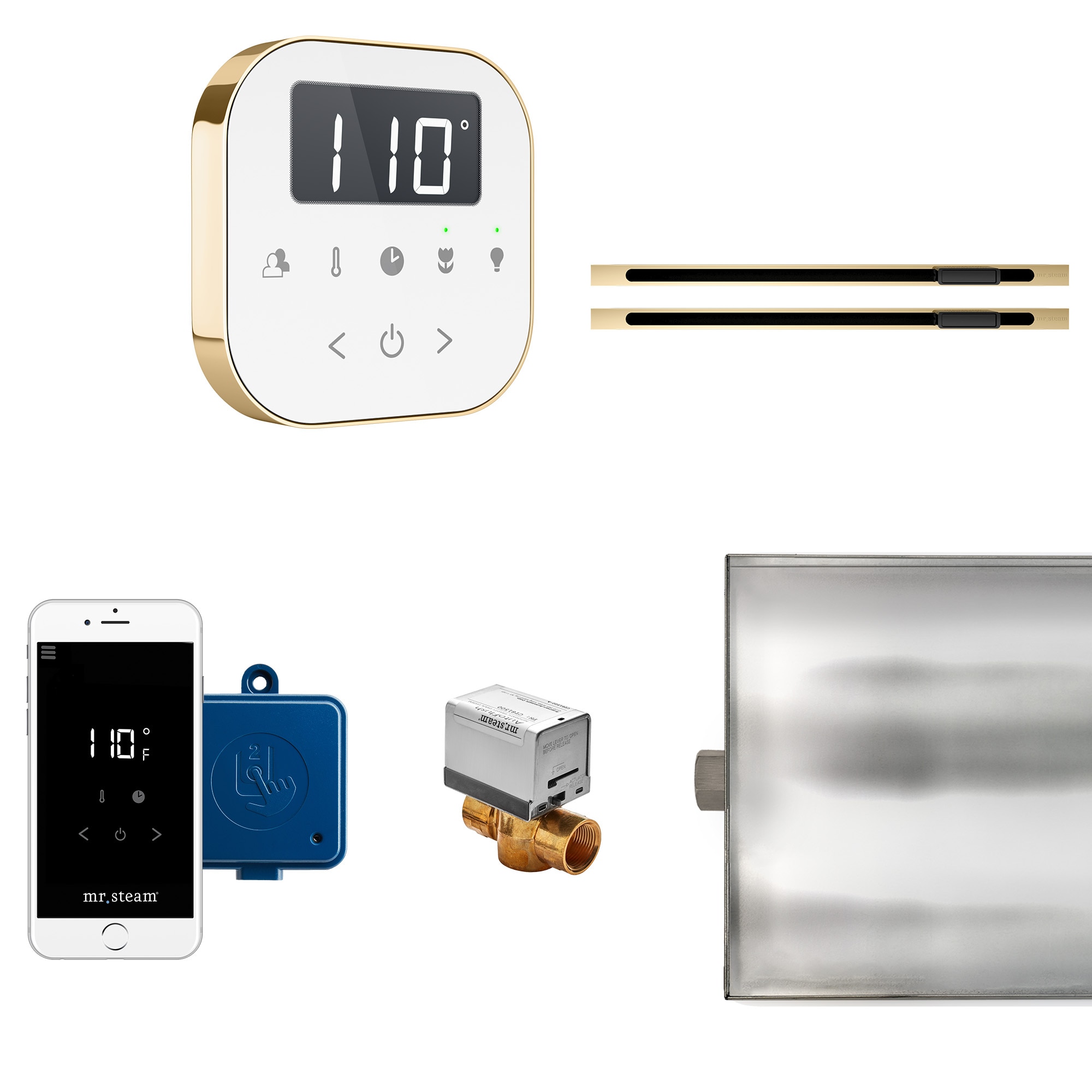 Mr. Steam ABTLRLXWHPB 120-Watt White Polished Brass Steam generator control kit