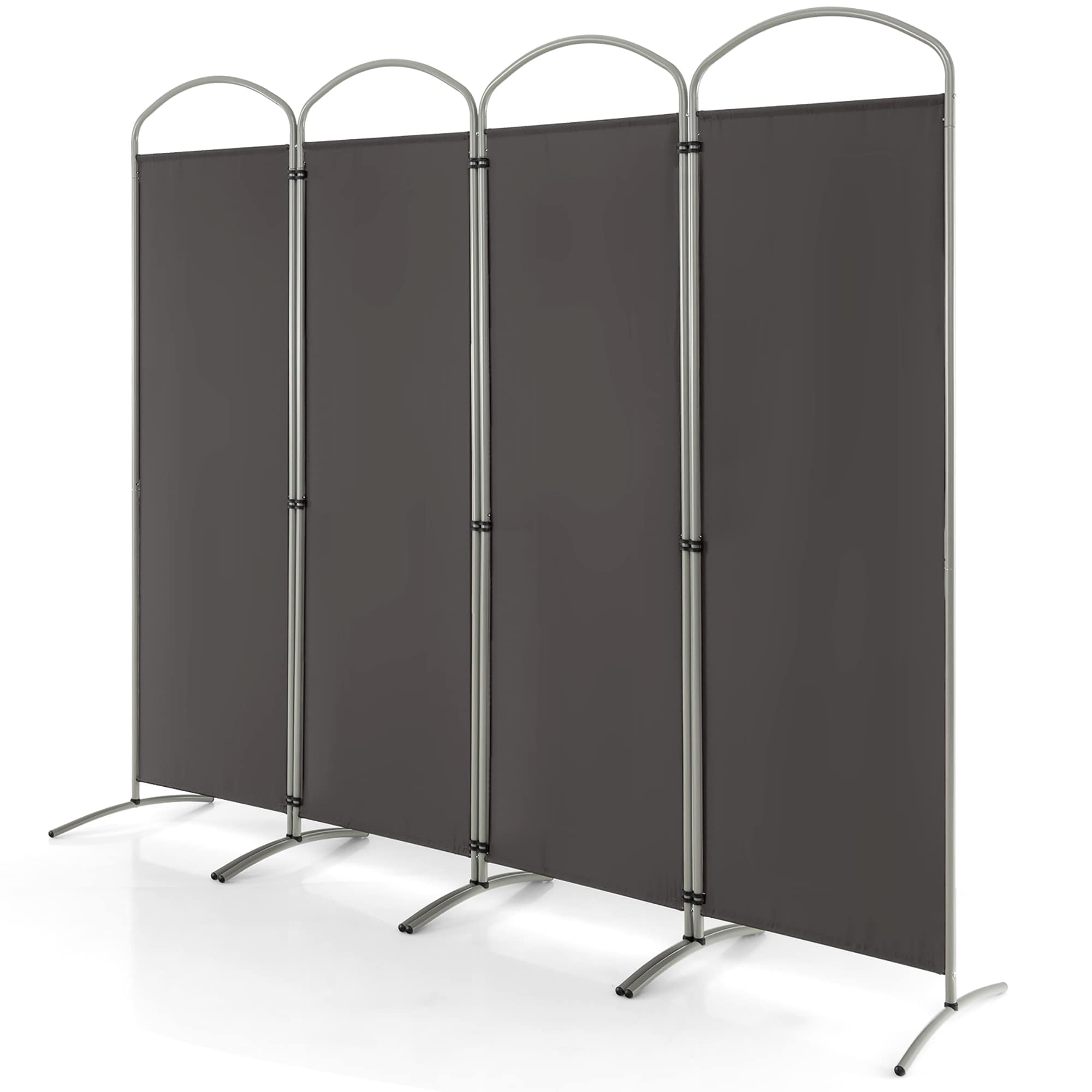 Goplus 4 -Panel Gray Fabric Folding Contemporary/Modern Style Room Divider