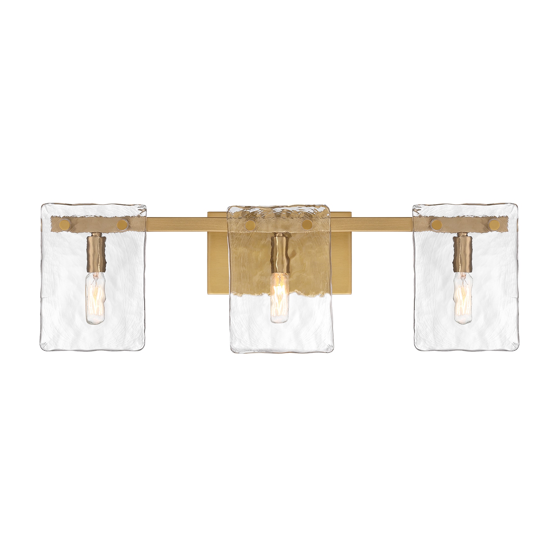 Savoy House 8-8204-3-322 Genry 3-Light Bathroom Vanity Light in Warm Brass 25-in 3 -Light Antique Brass Coastal Vanity light