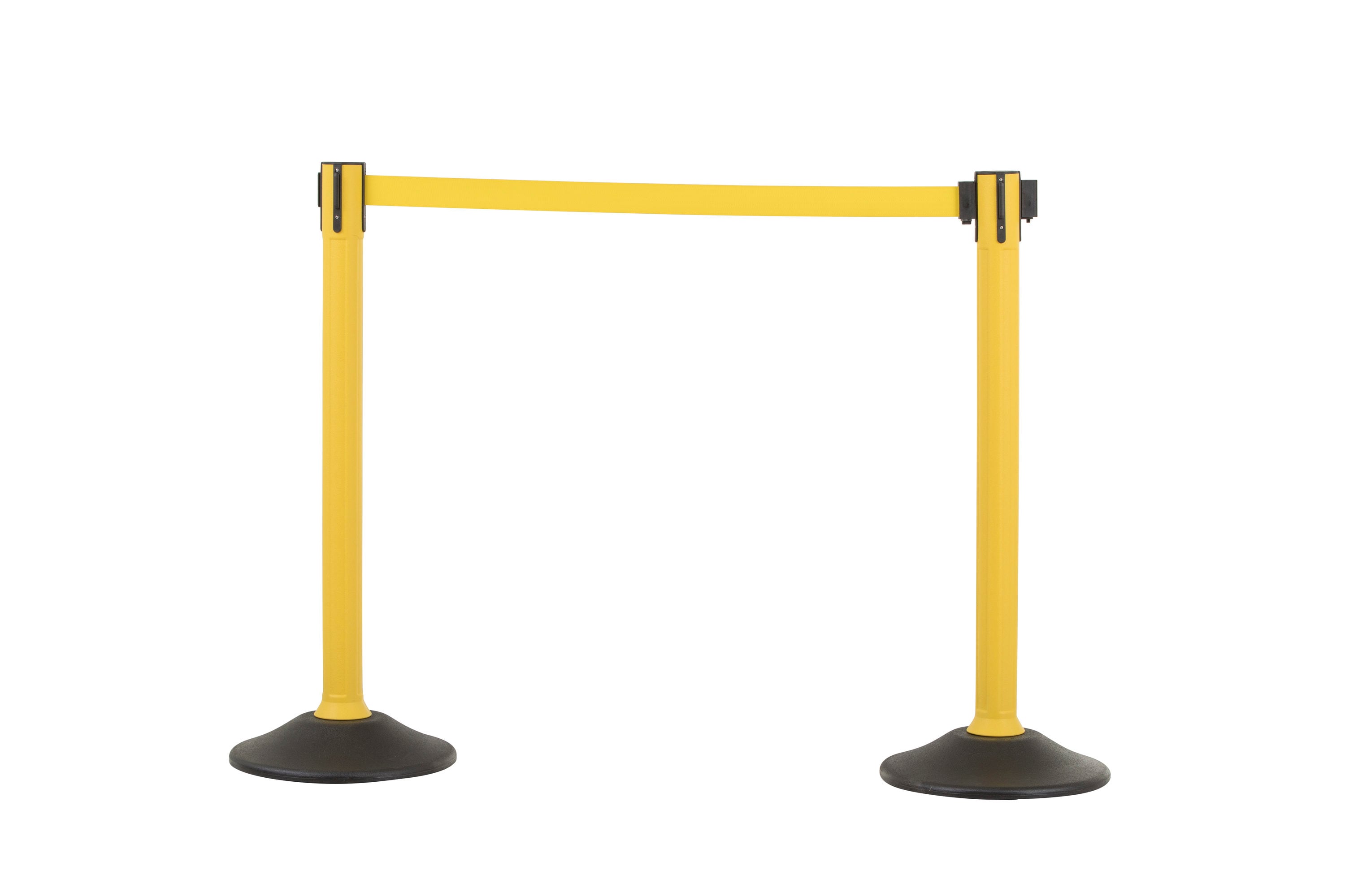 US Weight U2055YEL Sentinel Yellow Stanchion with 6.5 Foot Yellow Retractable Belt - Easy Connect Assembly Requires No Tools (2-Pack)