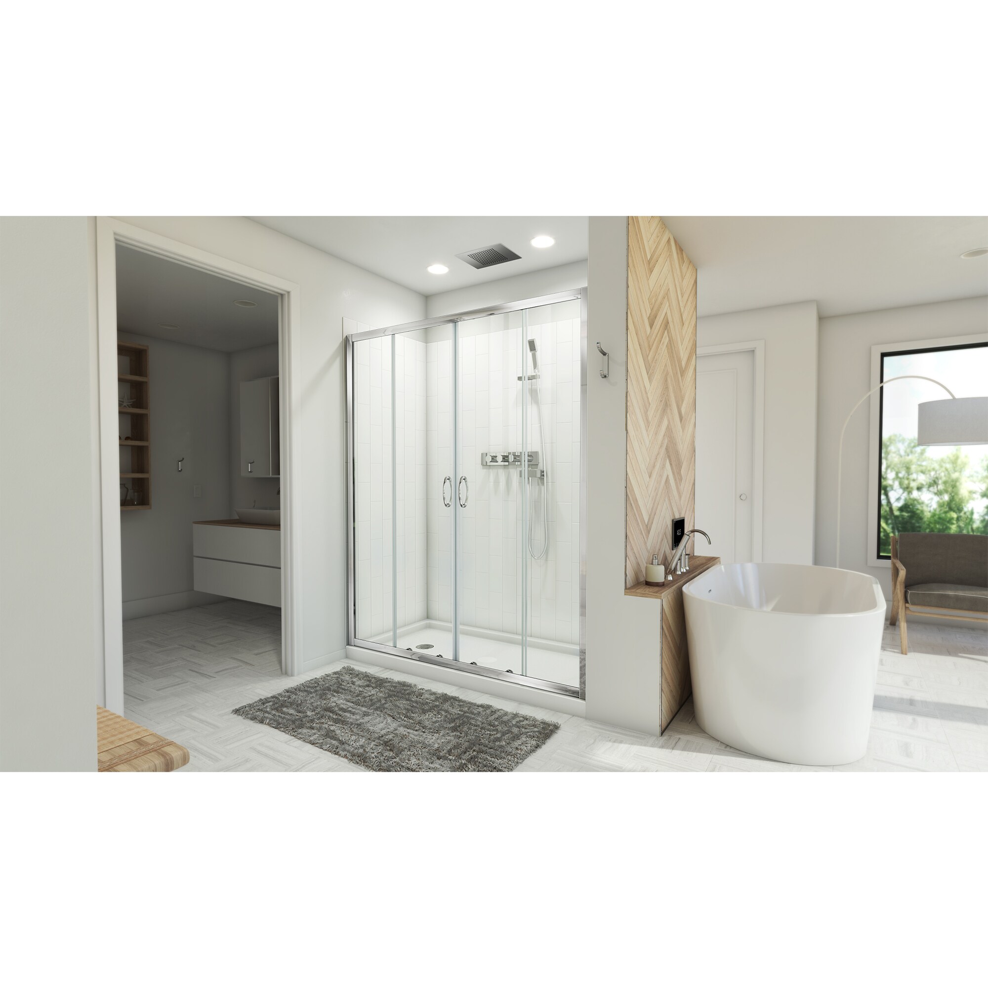 DreamLine QWALL-5 White 2-Piece 30-in x 60-in x 77-in Base/Wall Rectangular  Alcove Shower Kit (Left Drain) in the Shower Stalls & Enclosures department  at