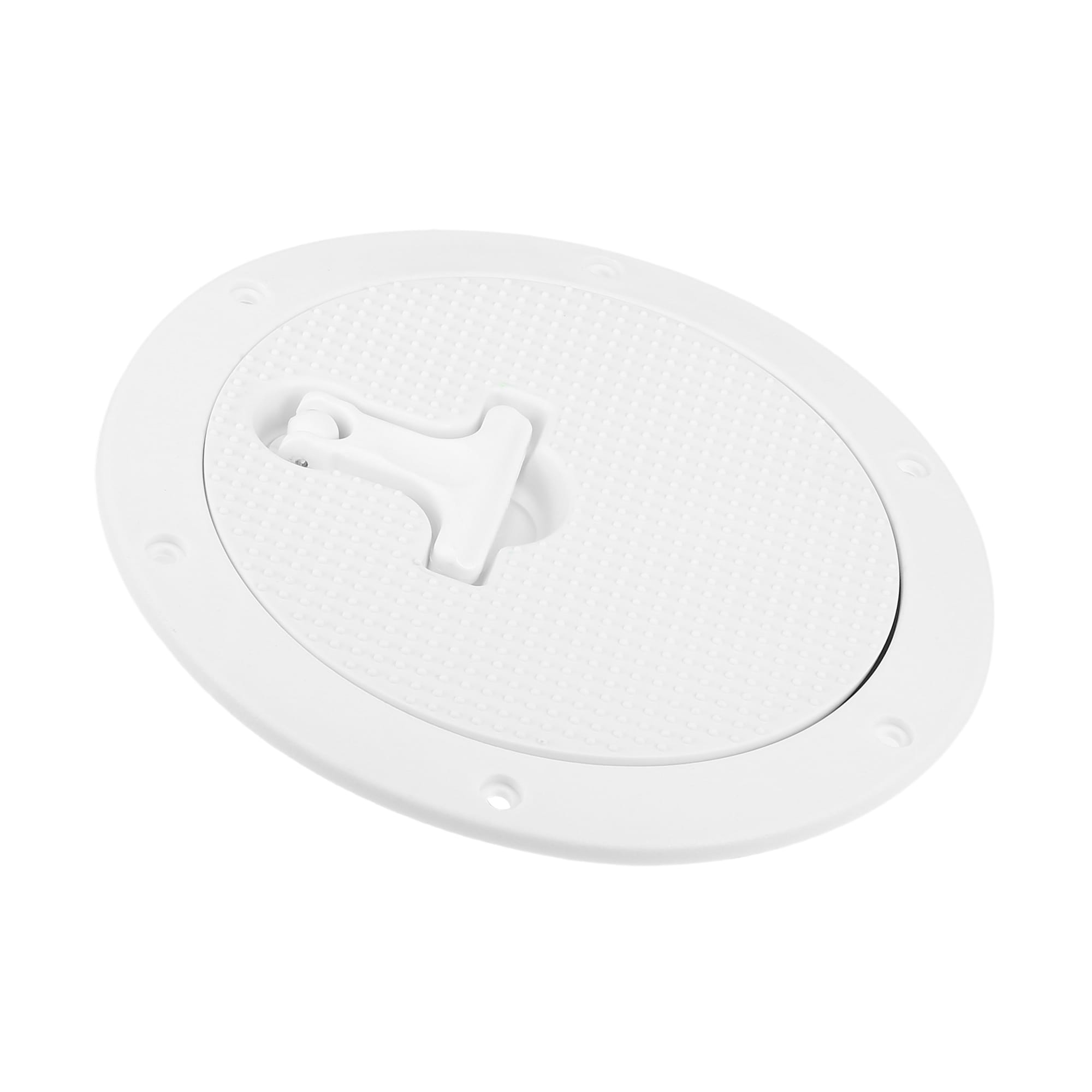 Unique Bargains 6 Inch  Boat Hatch Round Inspection Deck Plate Marine Access Hatch with Detachable Cover Non-Slip White with T-handle Pre-drilled Holes for Yacht RV - Out Dia 8.35 Inch  Cutout Dia 6.89 Inch