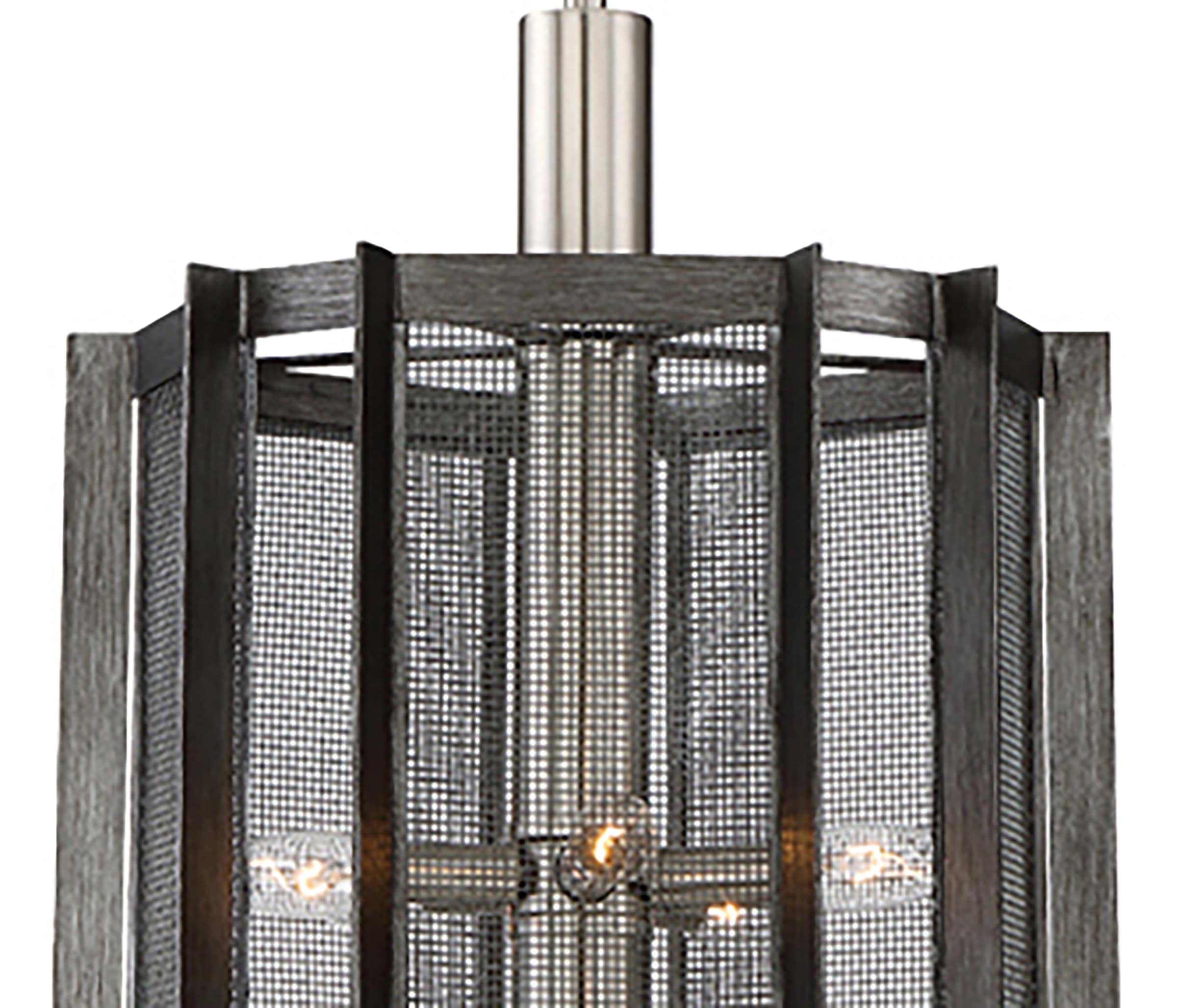 Baxter Industrial Chic Steel Mesh 5-Light Foyer Pendant