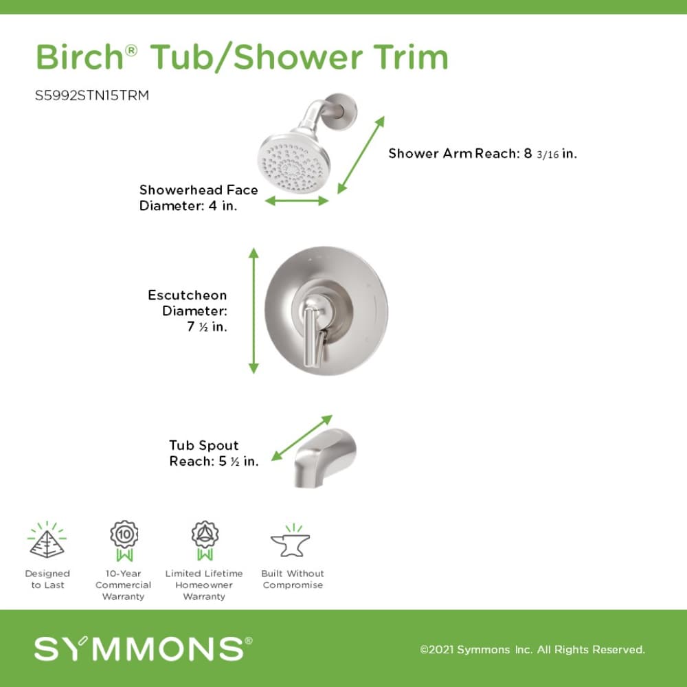 Symmons S5992STN15TRM Tub-Shower-Faucets - View #2