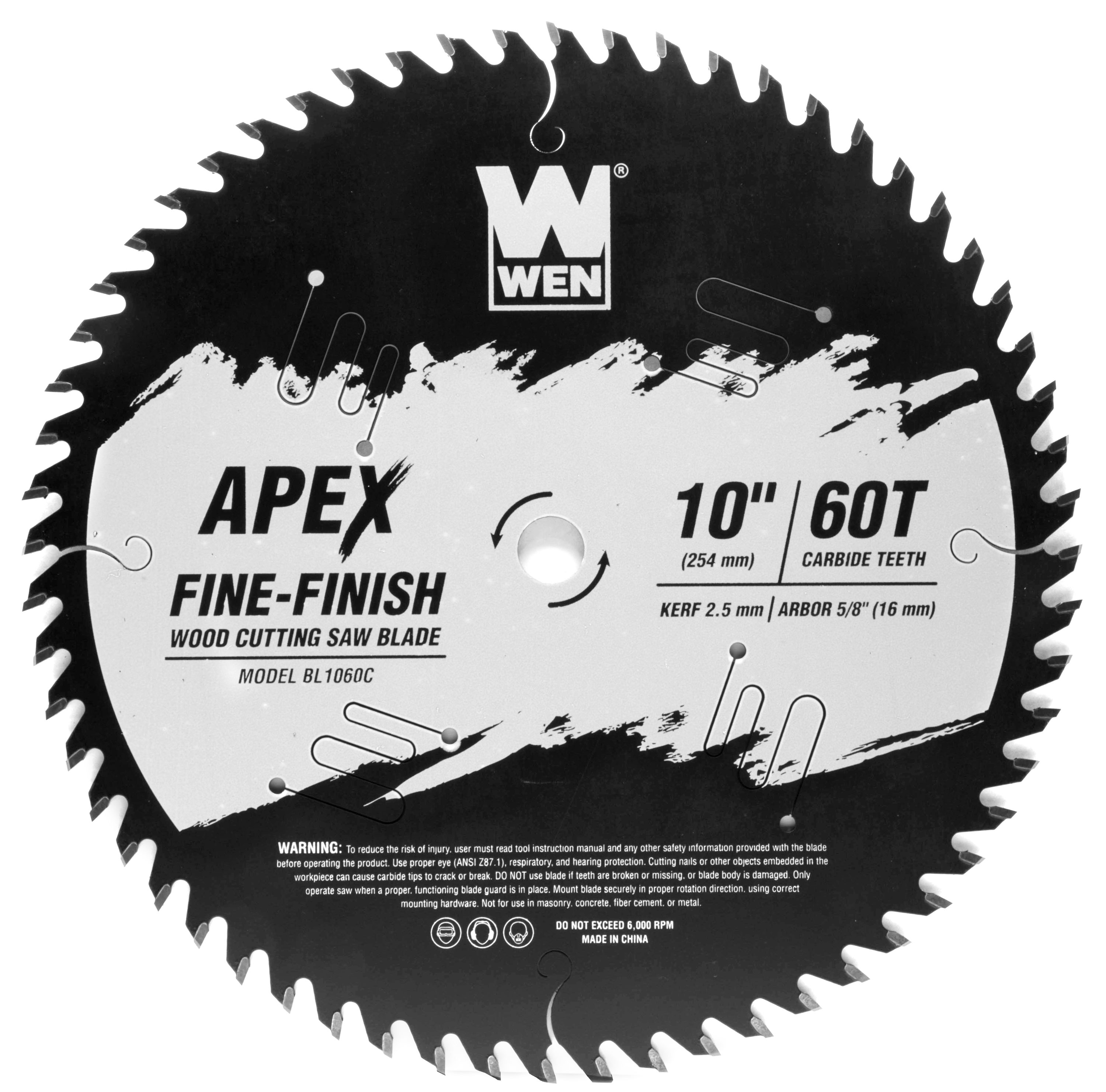 WEN BL1060C  Apex 10-in 60 -Tooth Fine Finish Tungsten carbide-tipped steel Miter/Table saw blade Individual