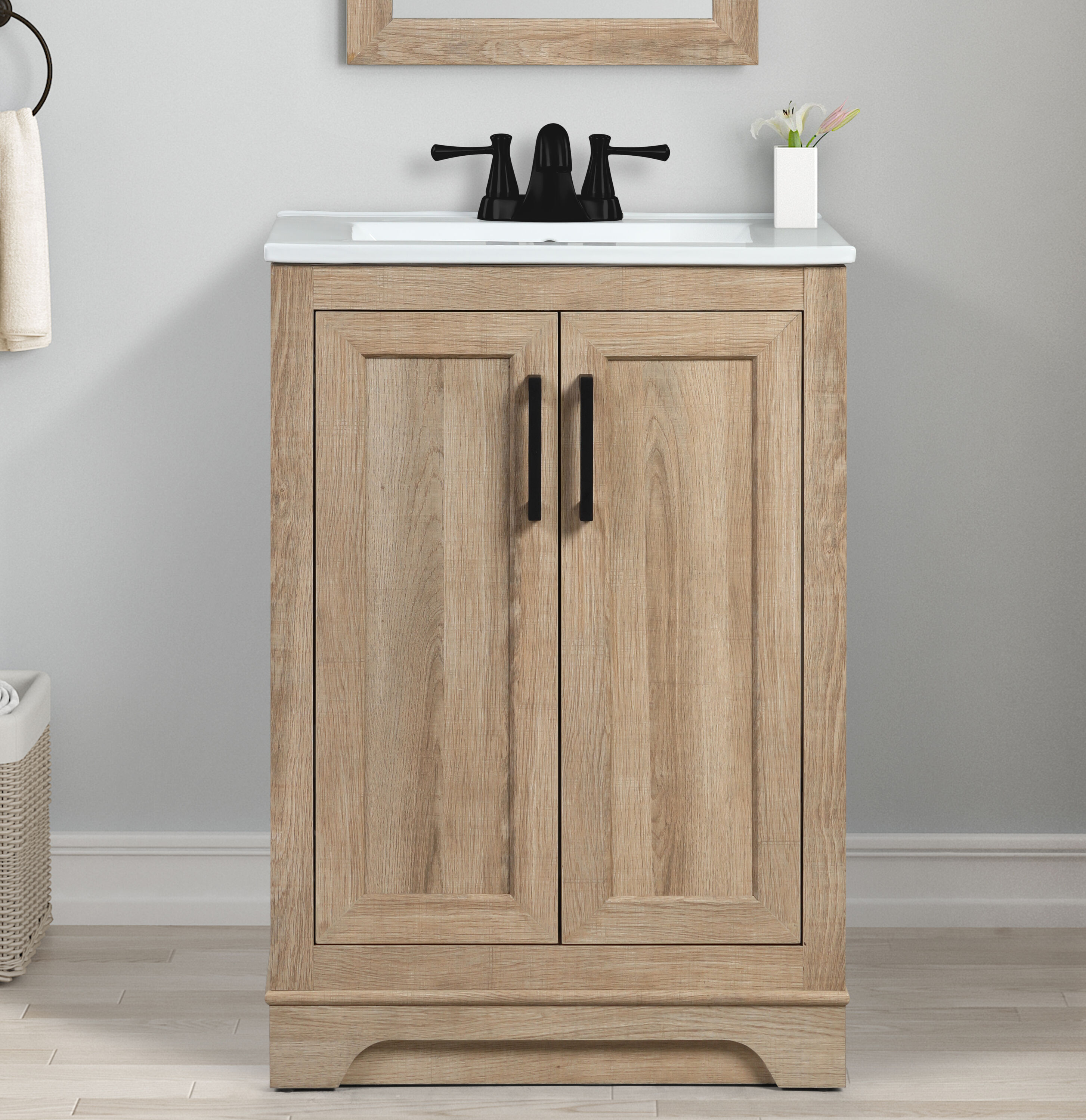 Style Selections Retford 24 in Light Wood Undermount Single Sink