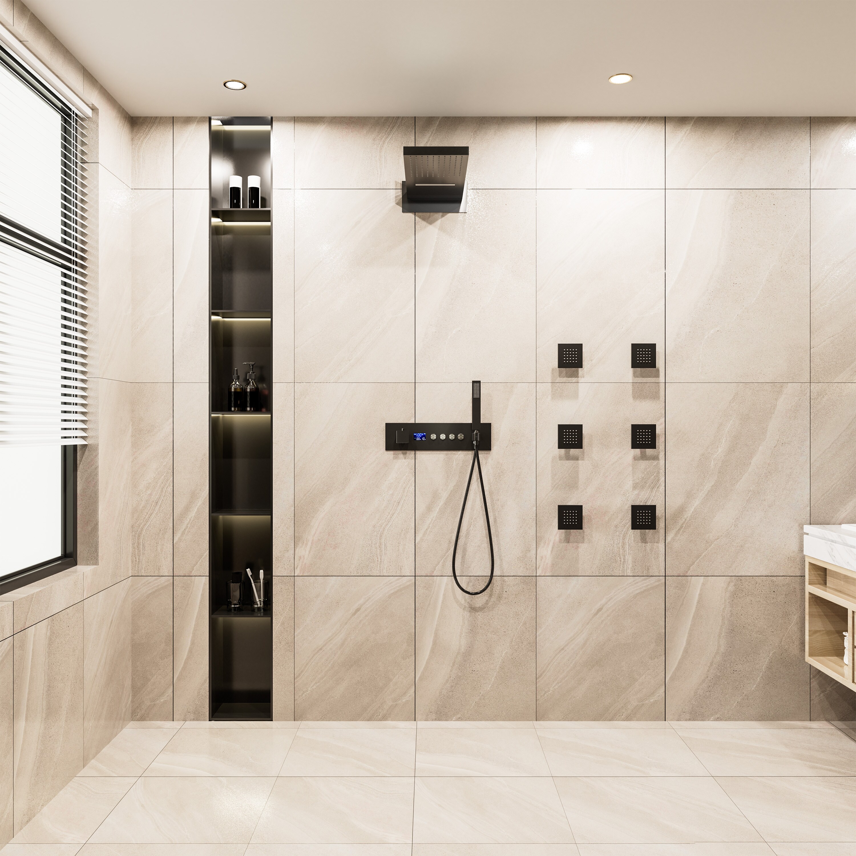 Mondawe WF-6374-12-NB Showerhead-Bar-Panels - View #5