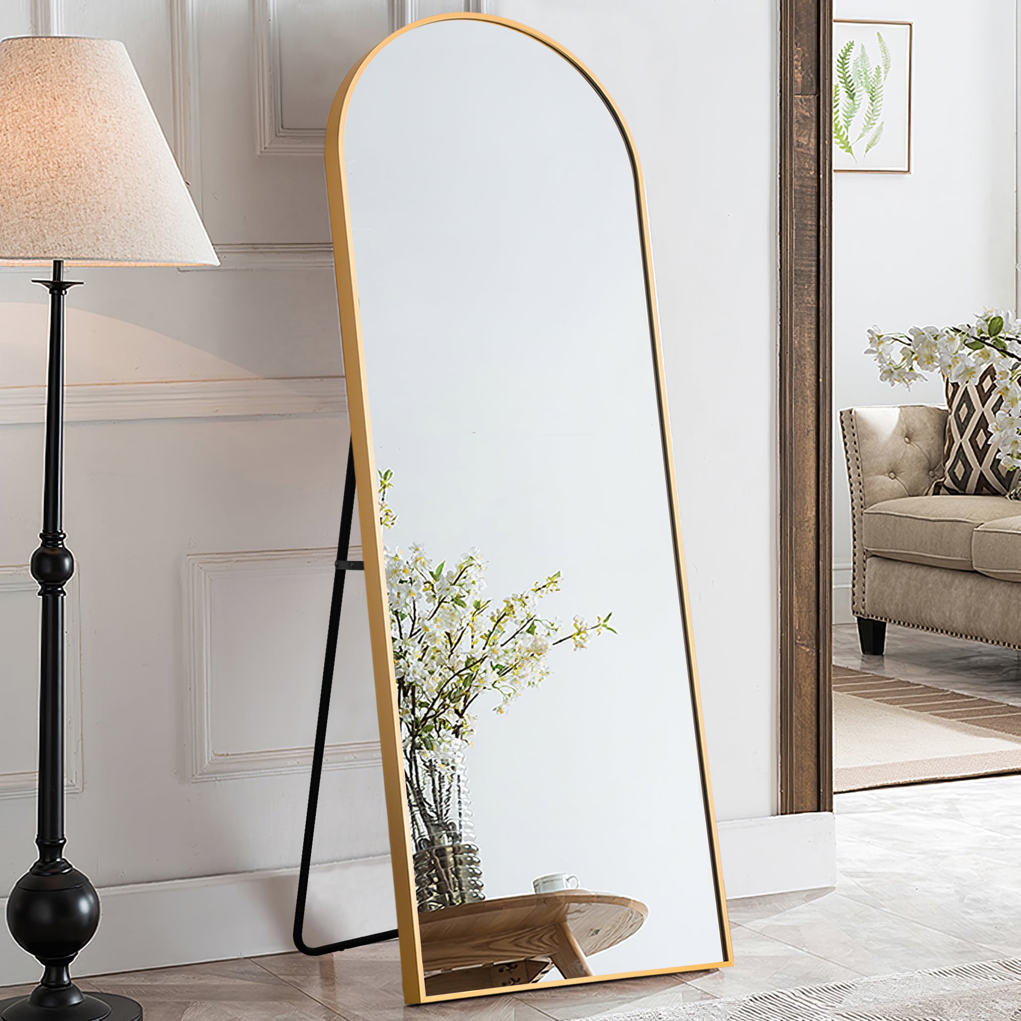 NeuType 21-in W x 64-in H Gold Arch Vanity Mirror in the Mirrors ...