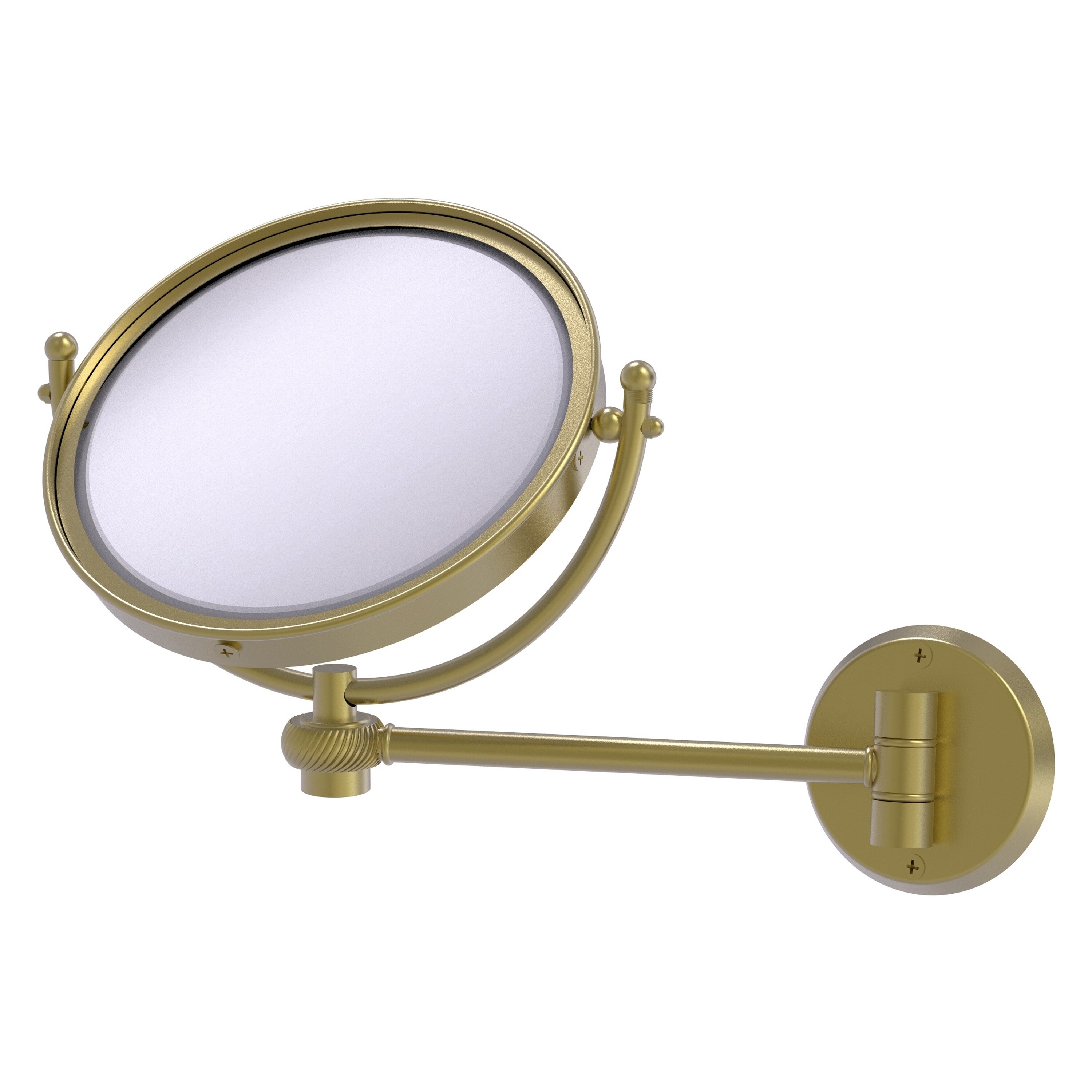 8-in x 10-in Satin Chrome Double-sided 2X Magnifying Wall-mounted Vanity Mirror | - Allied Brass WM-5T/2X-SBR