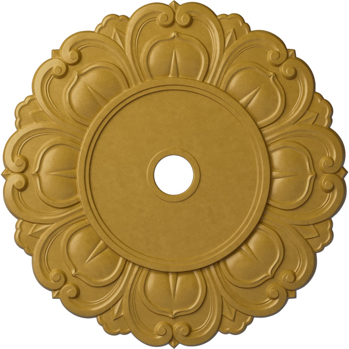 Ekena Millwork CM32ANIGS Angel 32.25-in W x 32.25-in L Painted Iridescent Gold Polyurethane Whole Ceiling Medallion