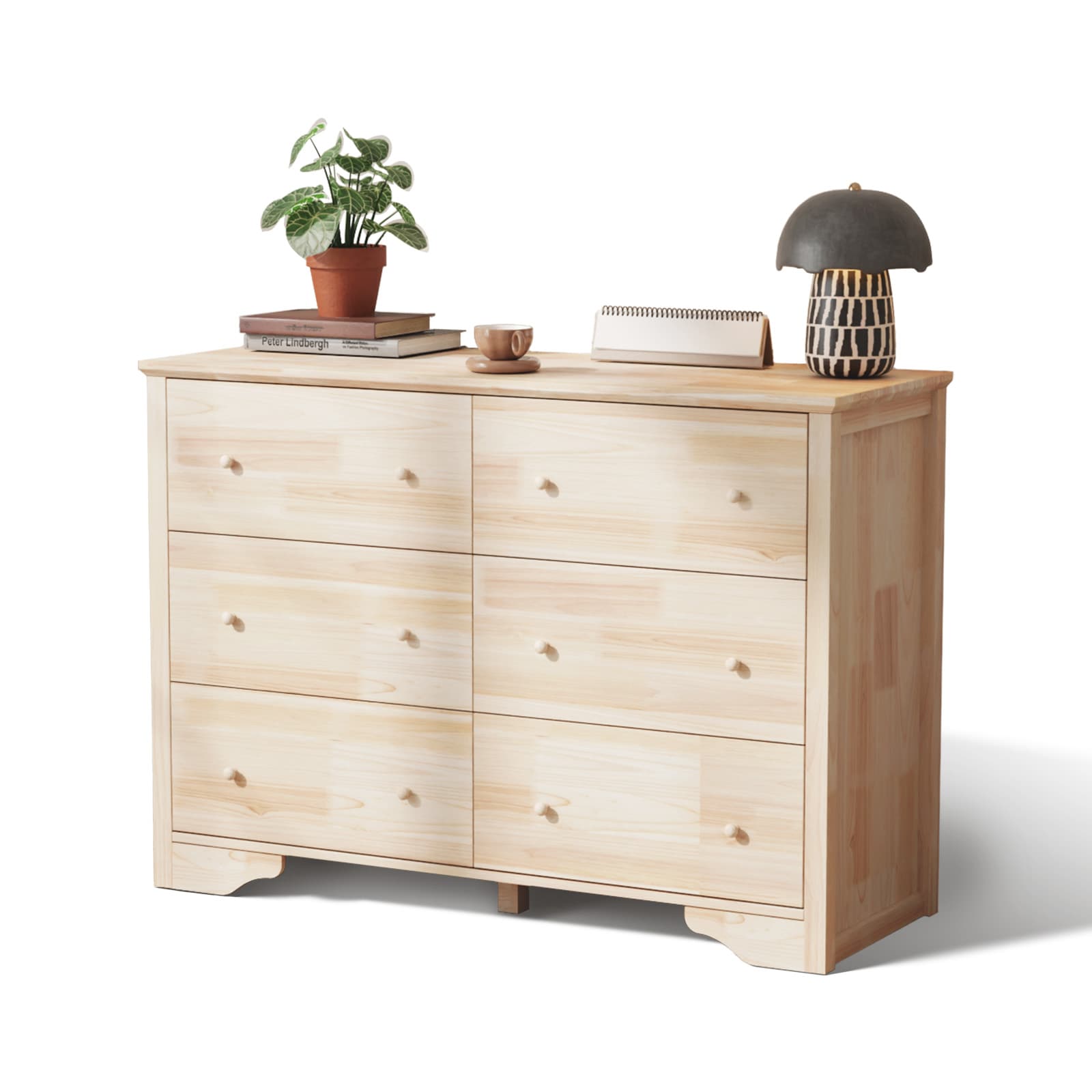 Outopee LO1G52006086 Natural Wood 6 -Drawer Standard dresser