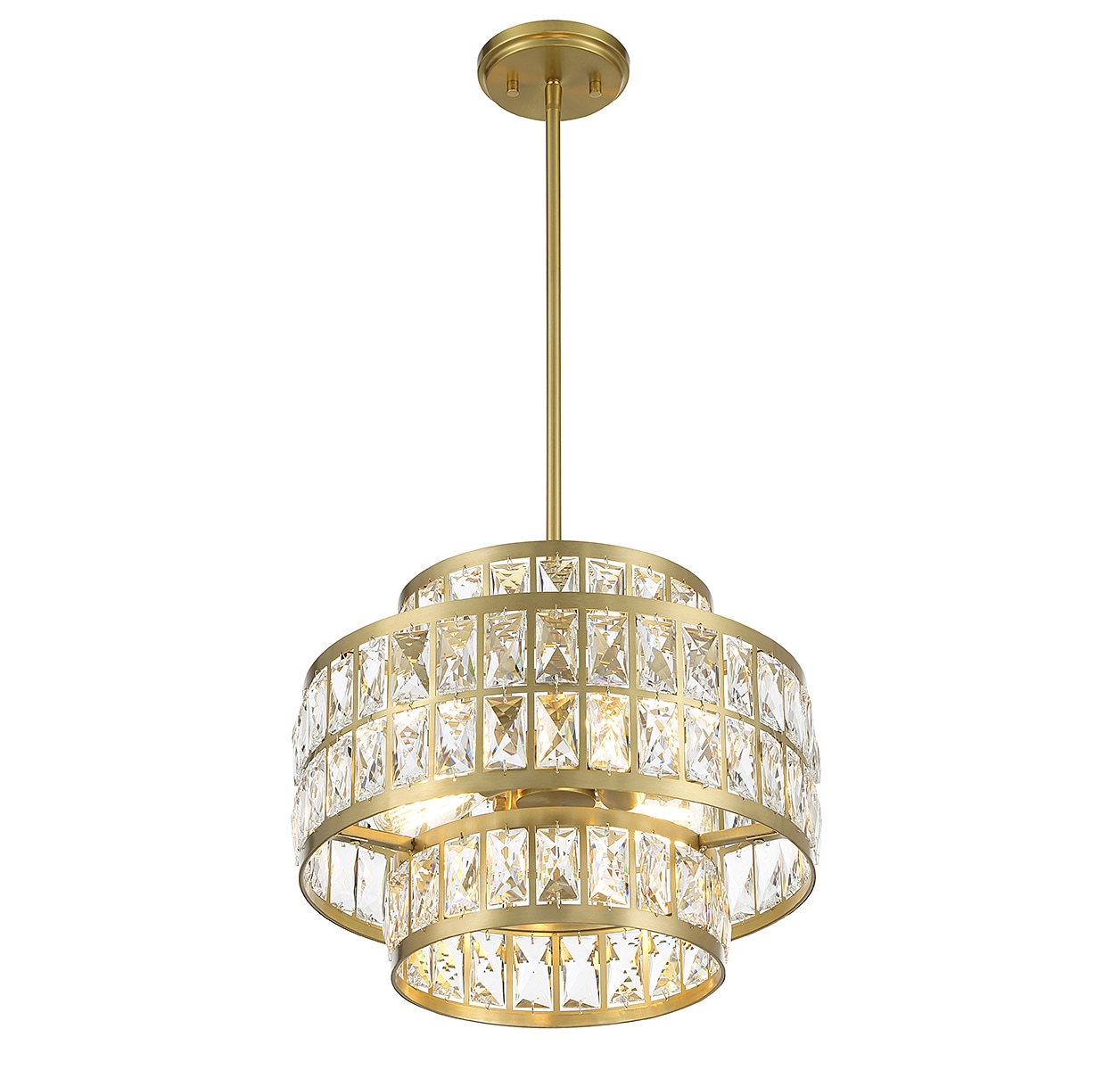 Renzo Warm Brass 3-Light Crystal Drum Pendant