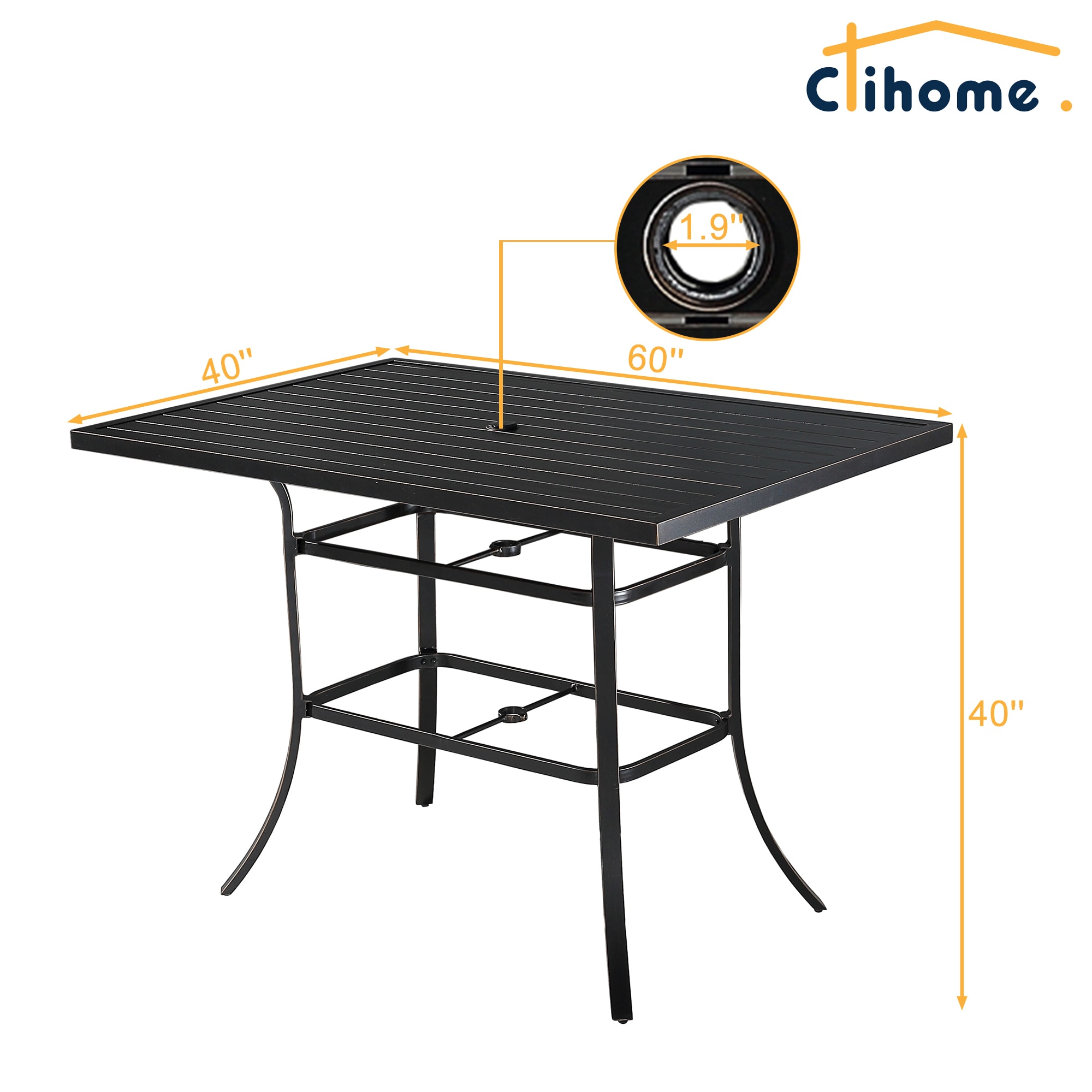 Clihome Patio Furniture Rectangle Outdoor Dining Table 40-in W x 60-in ...