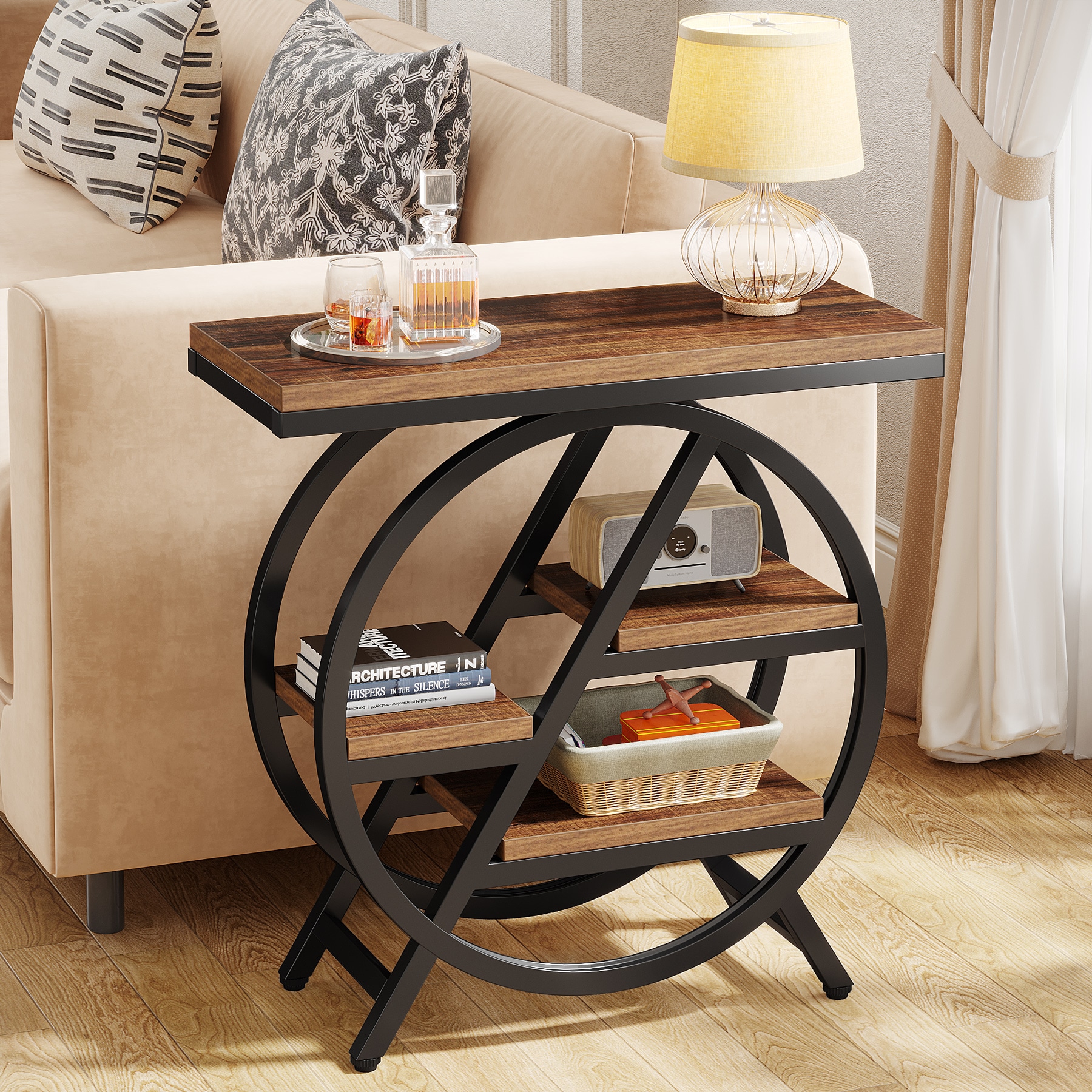 Tribesigns LWFD-JW0718 End table 25.6-in W x 25.6-in H Brown Wood Rectangular Modern End Table Assembly Required