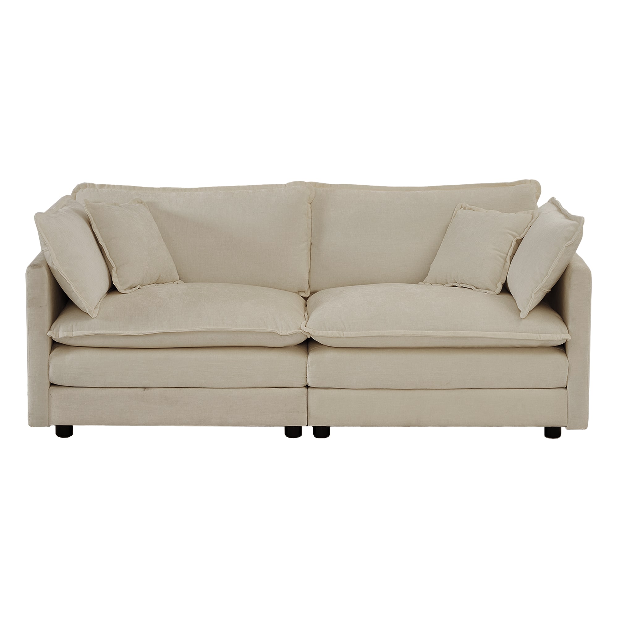 Bybafun YC5200077 76.7-in Modern Beige Linen Reclining Sofa