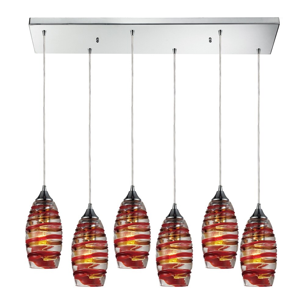 Westmore Lighting PT683313RCTANG Nuvian Polished Chrome and Mandarin Glass Transitional Tinted Glass Mini (Less Than 10-in) Hanging Mini