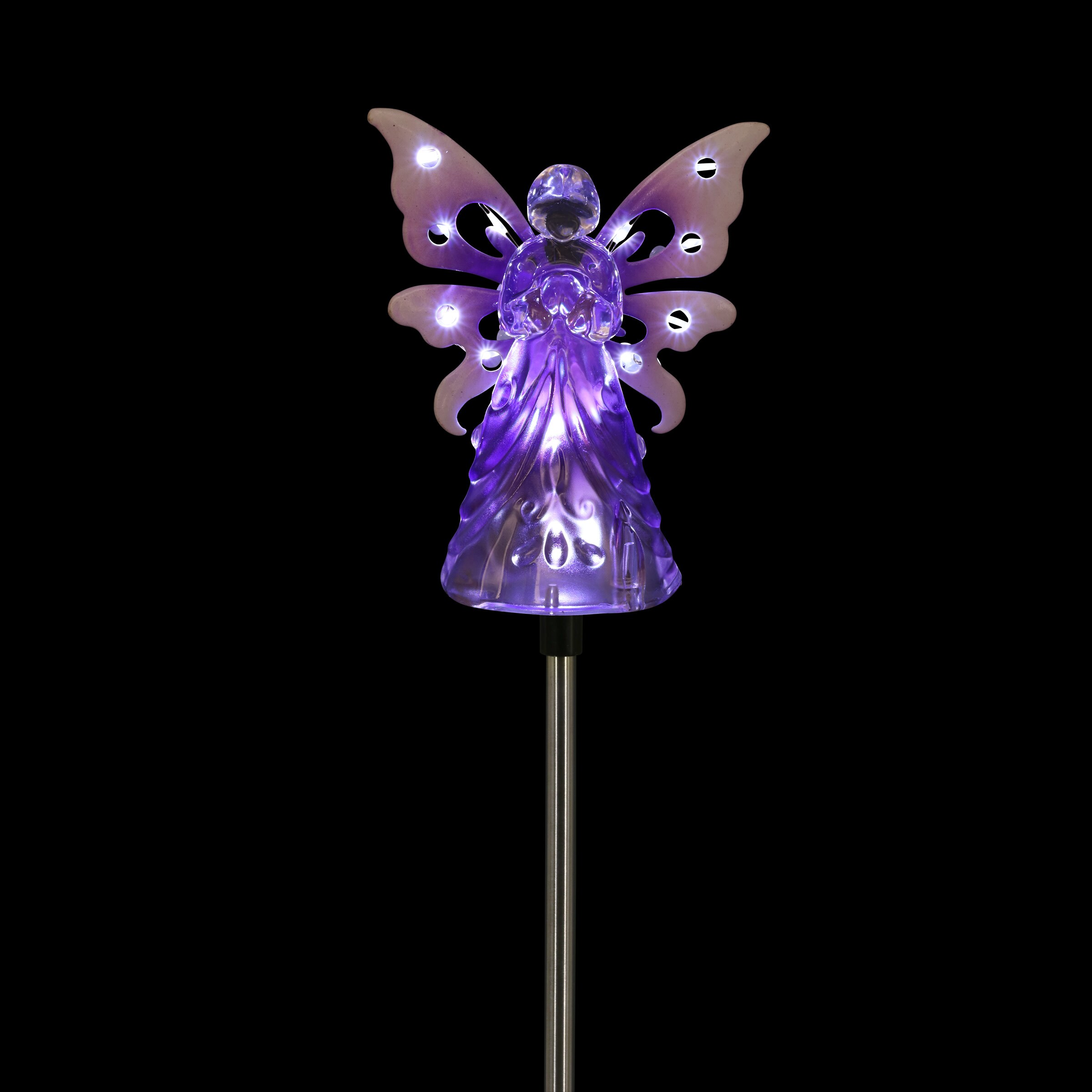 Purple Acrylic Angel with LED Lights Garden Stake